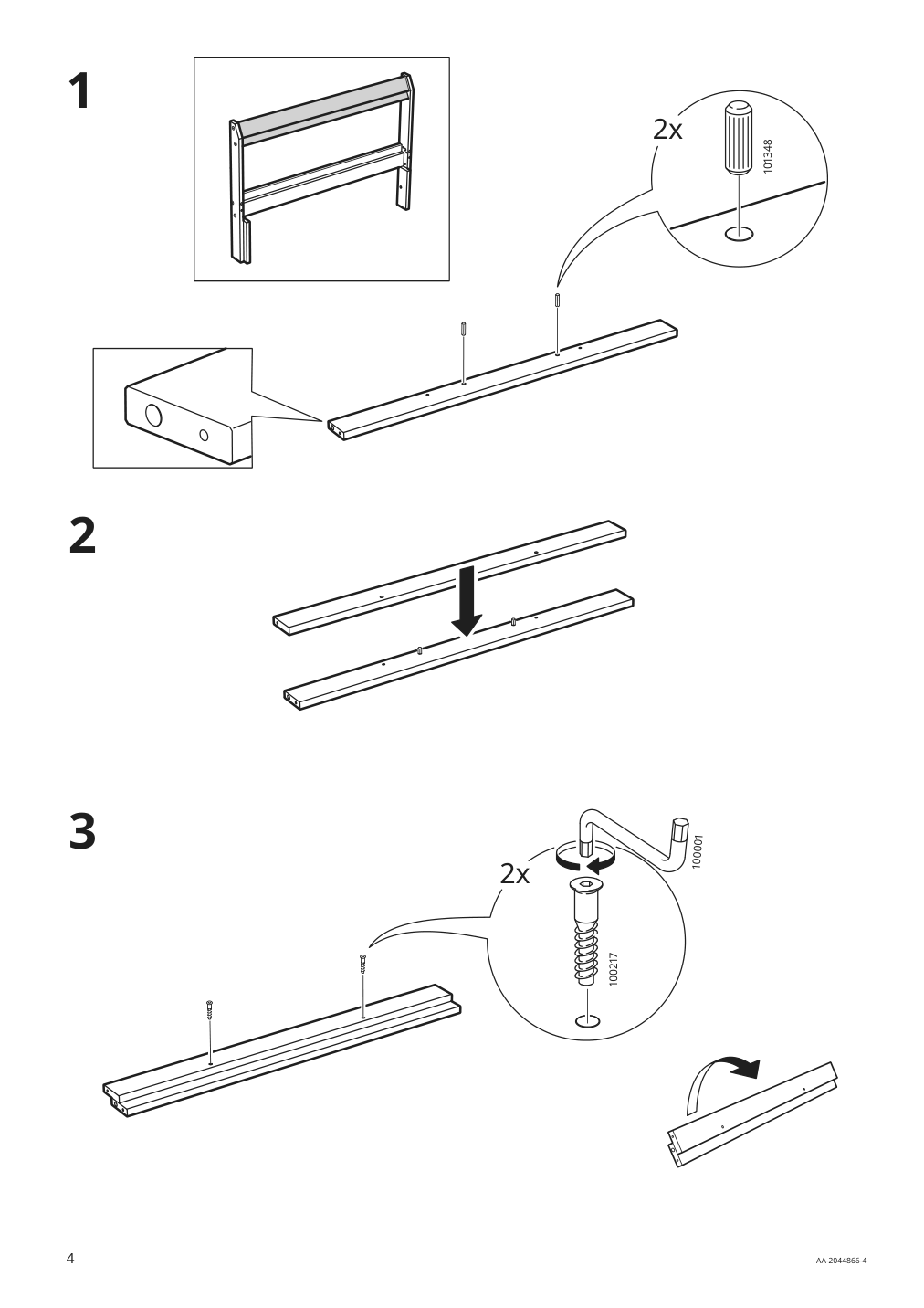 Assembly instructions for IKEA Neiden bed frame pine | Page 4 - IKEA NEIDEN bed frame 592.486.12