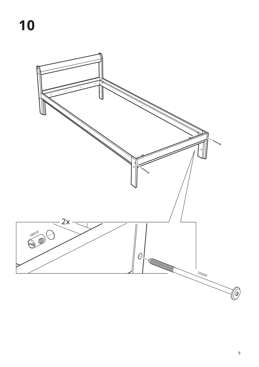 Assembly instructions for IKEA Neiden bed frame pine | Page 9 - IKEA NEIDEN bed frame 592.486.12