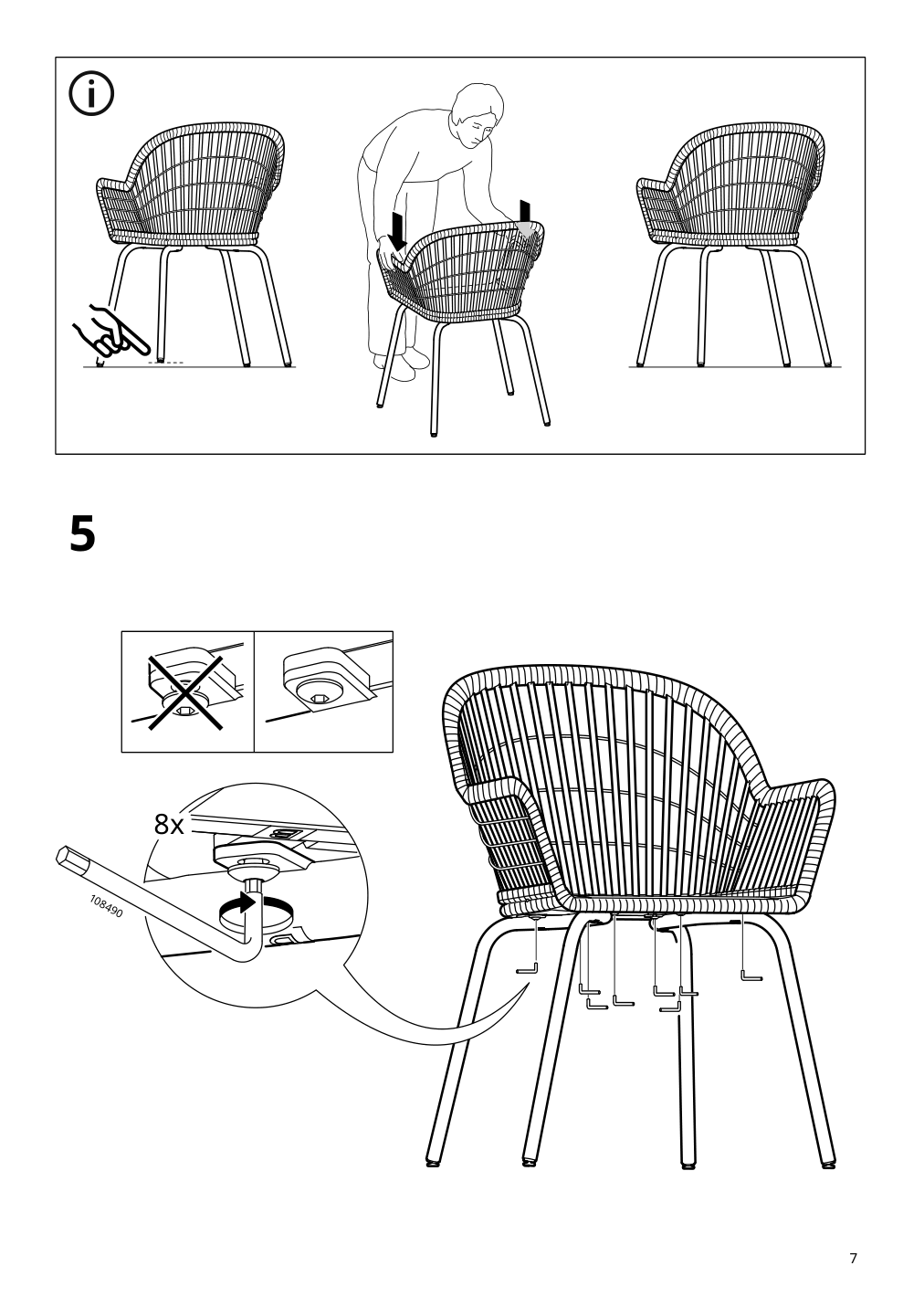 Assembly instructions for IKEA Nilsove armchair rattan white | Page 7 - IKEA YPPERLIG / NILSOVE table and 4 chairs 692.972.92