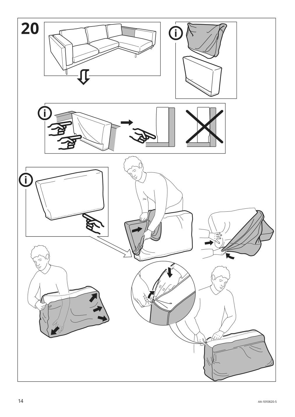 Assembly instructions for IKEA Nockeby cover for sofa with chaise left tallmyra light beige | Page 14 - IKEA NOCKEBY cover for sofa 203.198.27