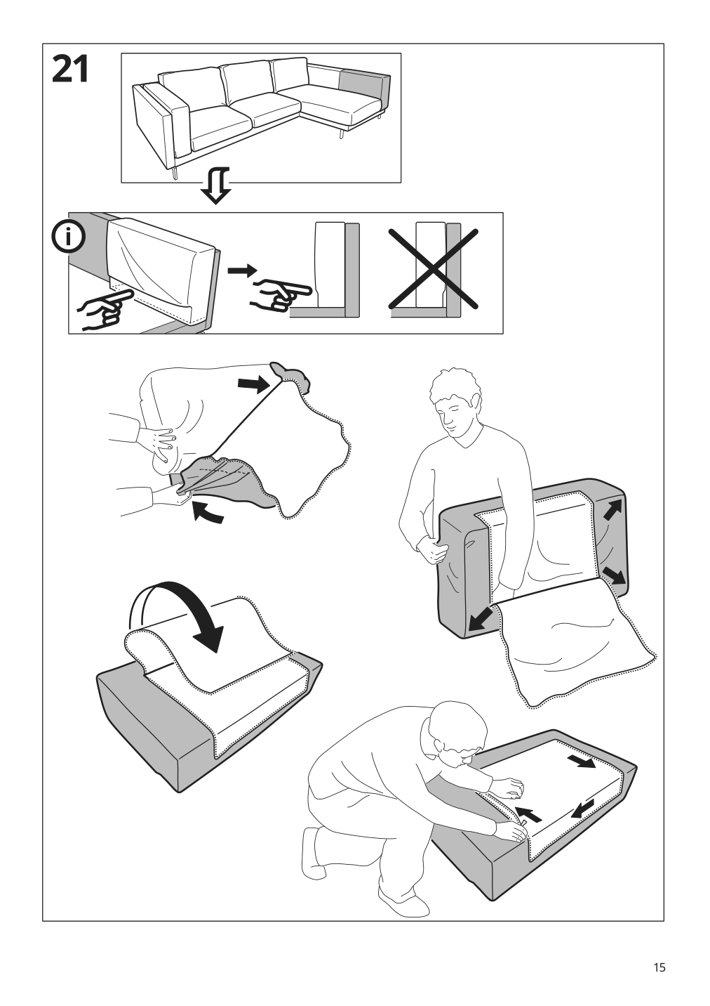 Assembly instructions for IKEA Nockeby cover for sofa with chaise left tallmyra light beige | Page 15 - IKEA NOCKEBY cover for sofa 203.198.27