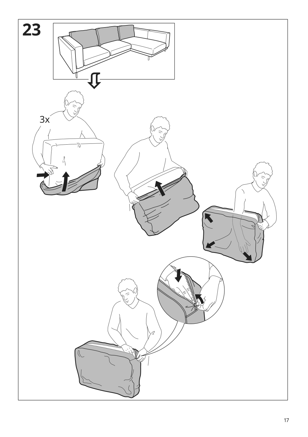 Assembly instructions for IKEA Nockeby cover for sofa with chaise left tallmyra light beige | Page 17 - IKEA NOCKEBY cover for sofa 203.198.27