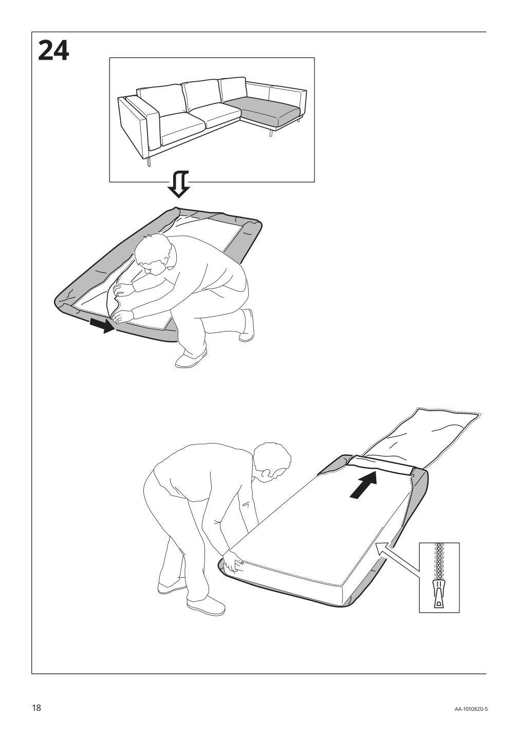 Assembly instructions for IKEA Nockeby cover for sofa with chaise left tallmyra light beige | Page 18 - IKEA NOCKEBY cover for sofa 203.198.27