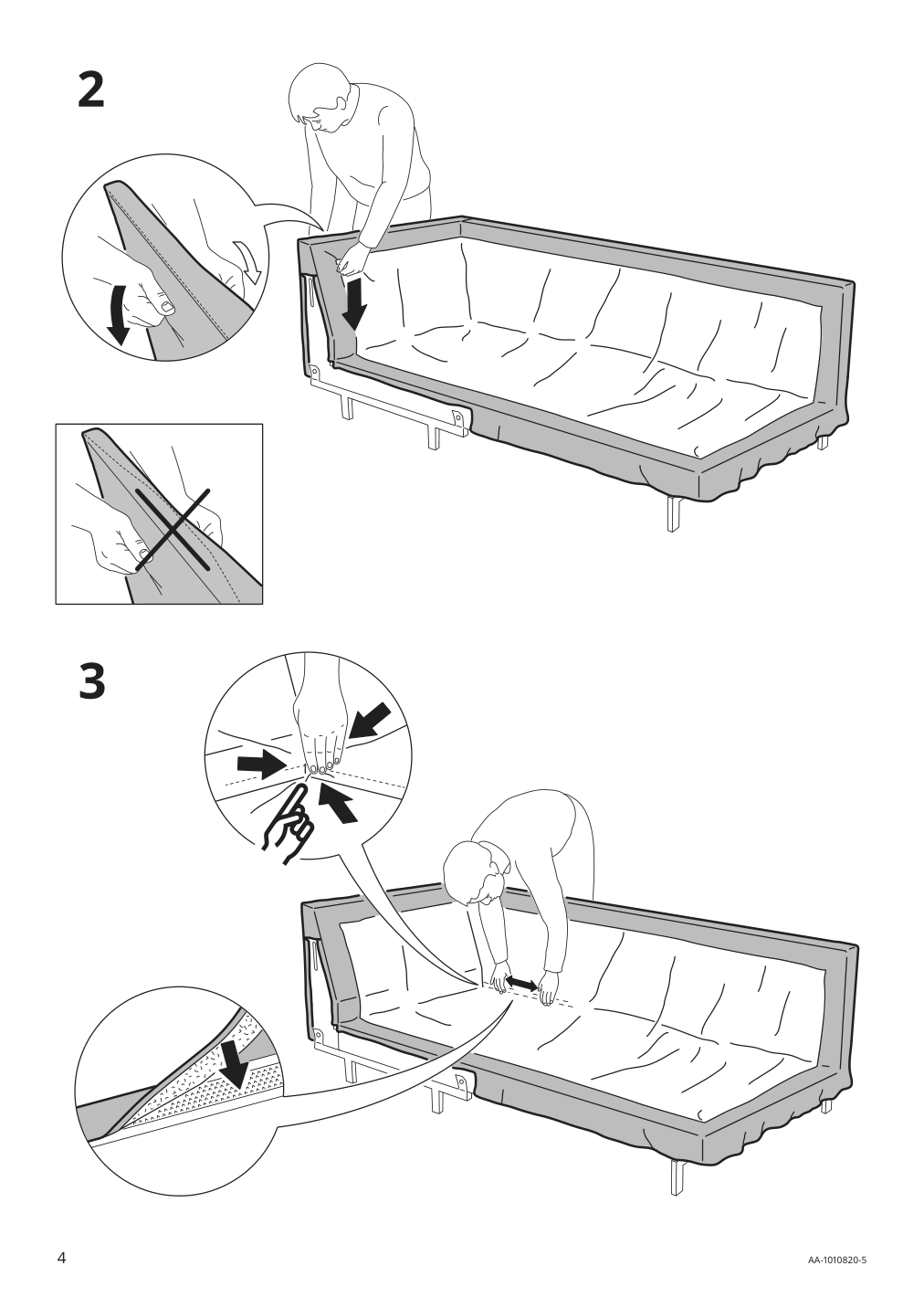 Assembly instructions for IKEA Nockeby cover for sofa with chaise left tallmyra light beige | Page 4 - IKEA NOCKEBY cover for sofa 203.198.27