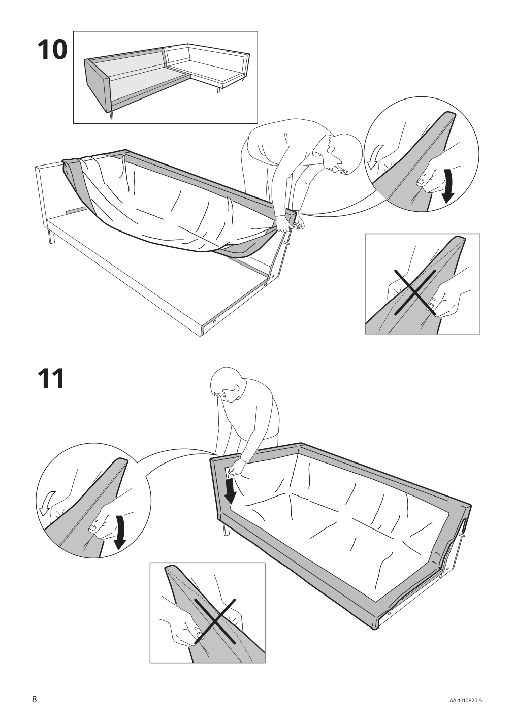 Assembly instructions for IKEA Nockeby cover for sofa with chaise left tallmyra light beige | Page 8 - IKEA NOCKEBY cover for sofa 203.198.27