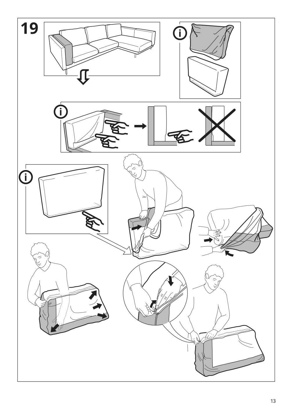 Assembly instructions for IKEA Nockeby cover for sofa with chaise left tallmyra rust | Page 13 - IKEA NOCKEBY cover for sofa 603.198.54