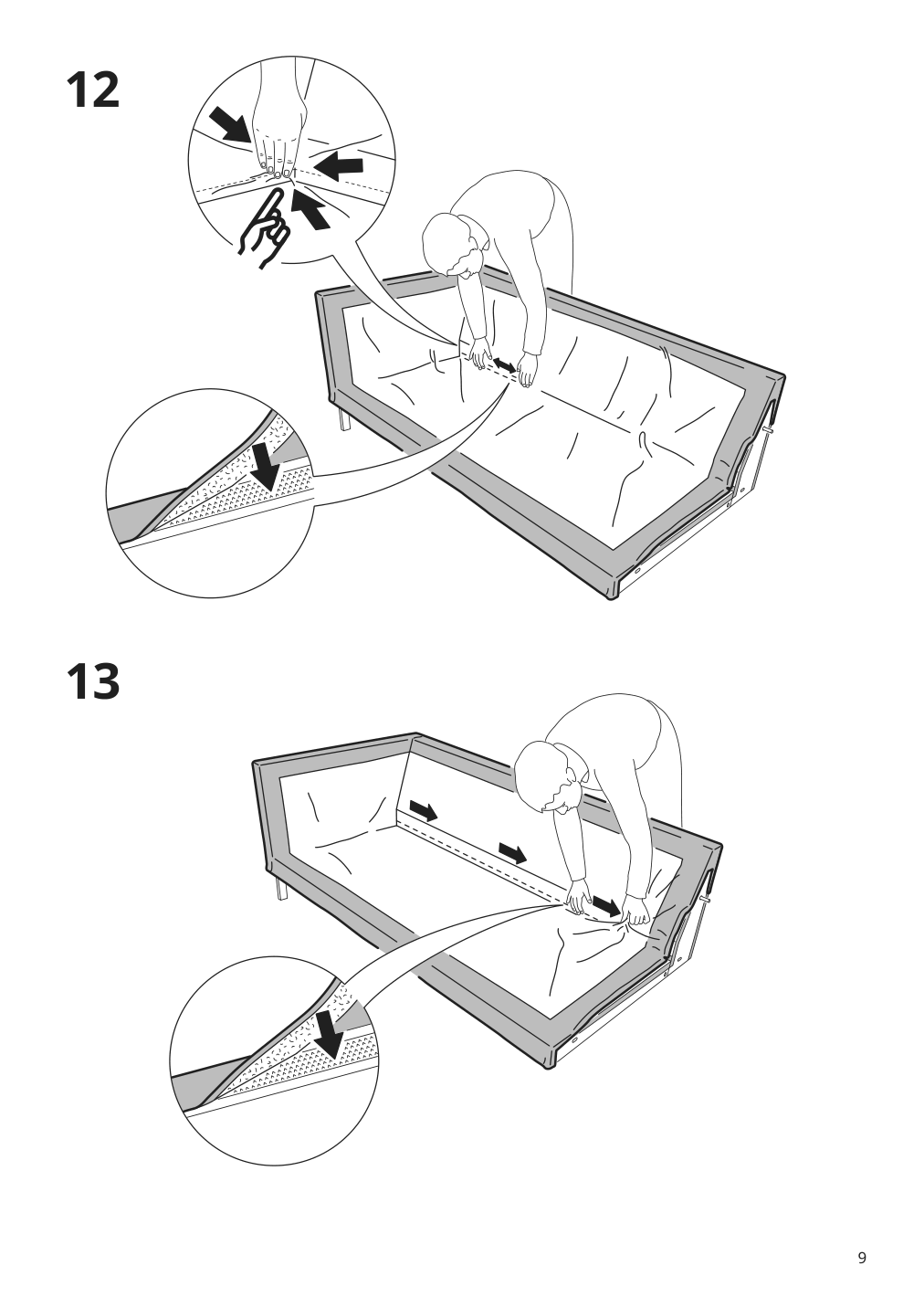 Assembly instructions for IKEA Nockeby cover for sofa with chaise left tallmyra rust | Page 9 - IKEA NOCKEBY cover for sofa 603.198.54