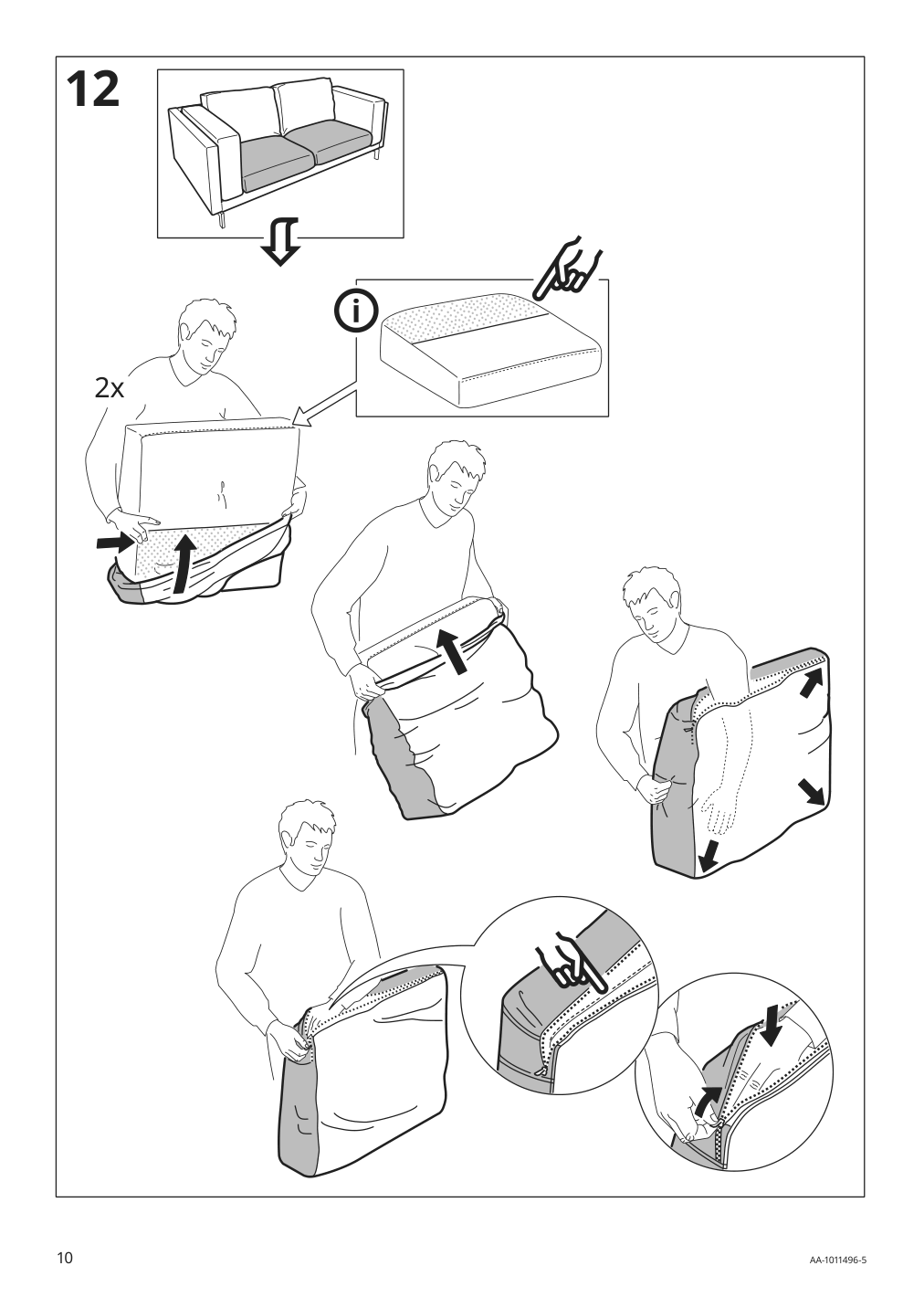 Assembly instructions for IKEA Nockeby loveseat cover risane orange | Page 10 - IKEA NOCKEBY loveseat cover 402.804.52