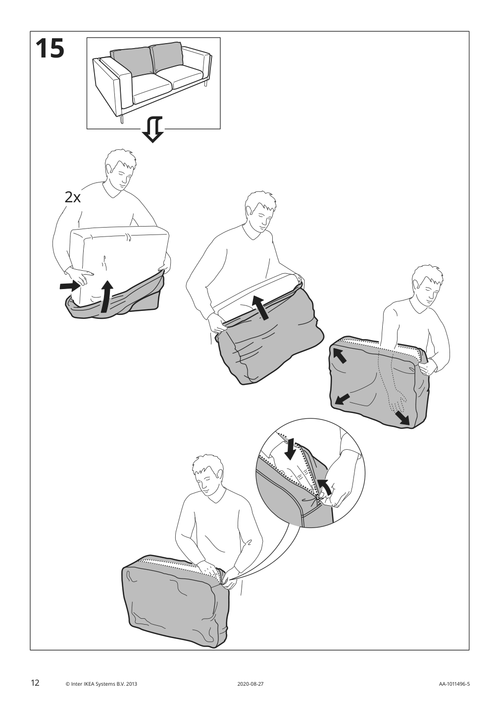 Assembly instructions for IKEA Nockeby loveseat cover risane orange | Page 12 - IKEA NOCKEBY loveseat cover 402.804.52