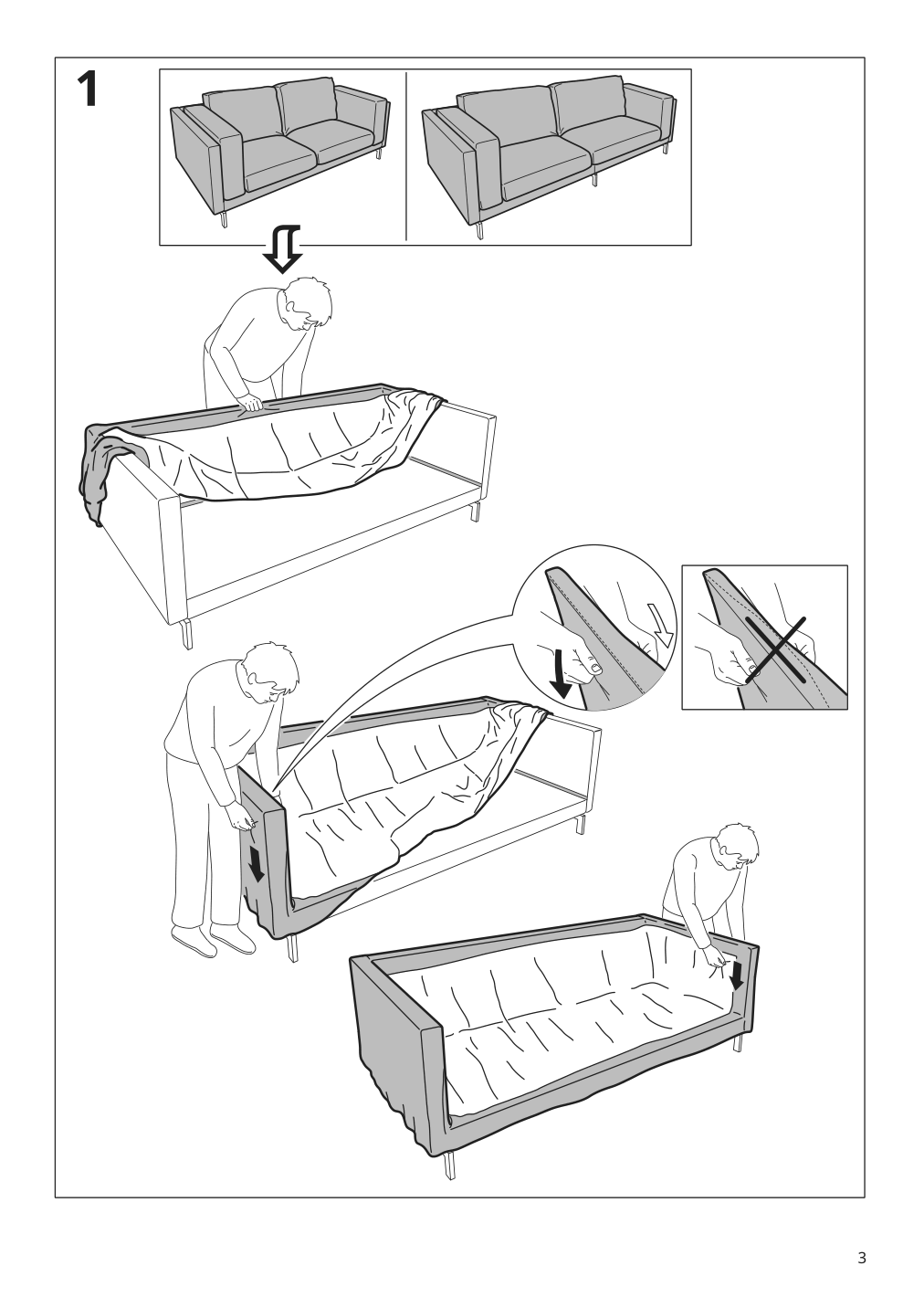 Assembly instructions for IKEA Nockeby loveseat cover risane orange | Page 3 - IKEA NOCKEBY loveseat cover 402.804.52