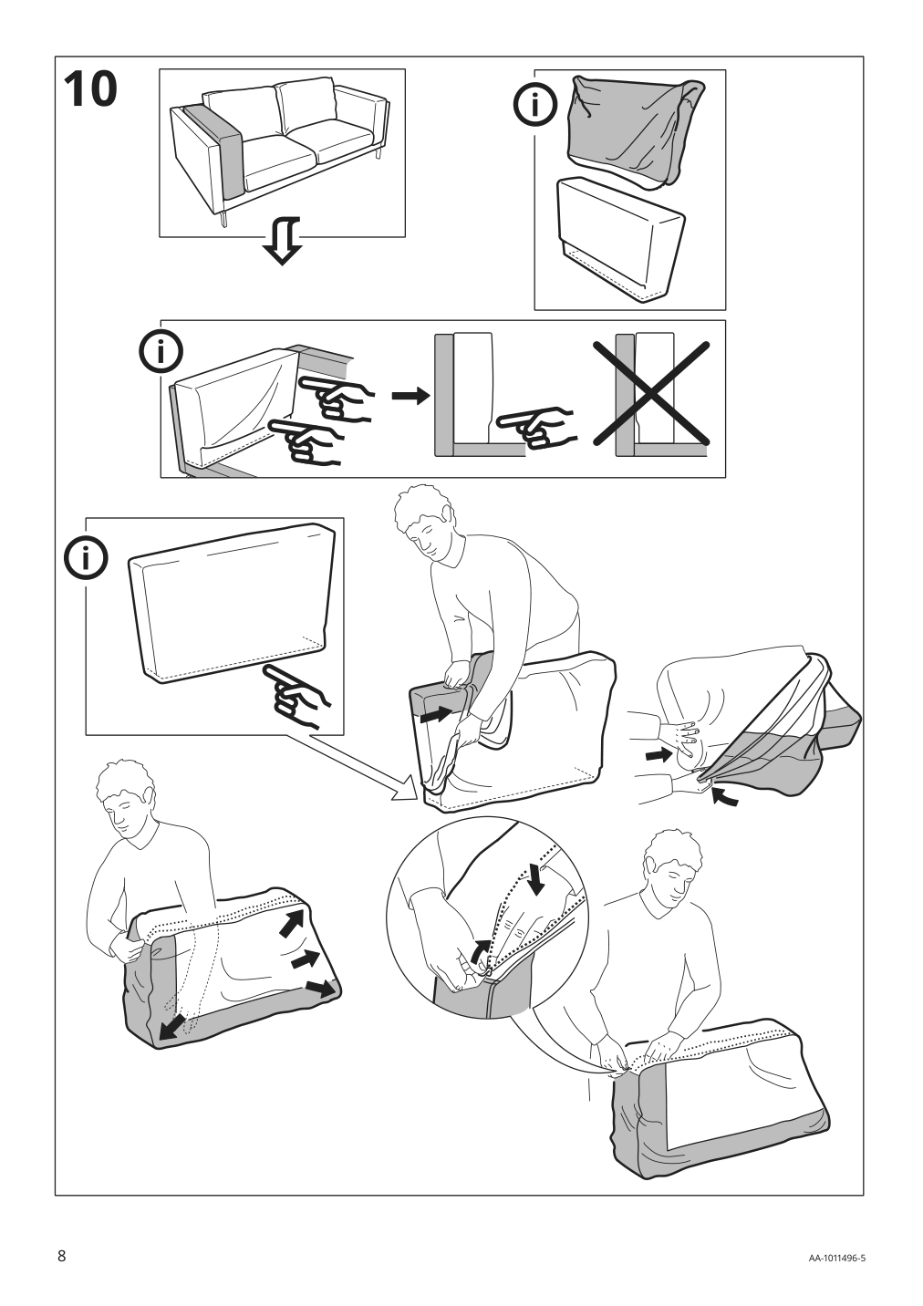 Assembly instructions for IKEA Nockeby loveseat cover risane orange | Page 8 - IKEA NOCKEBY loveseat cover 402.804.52