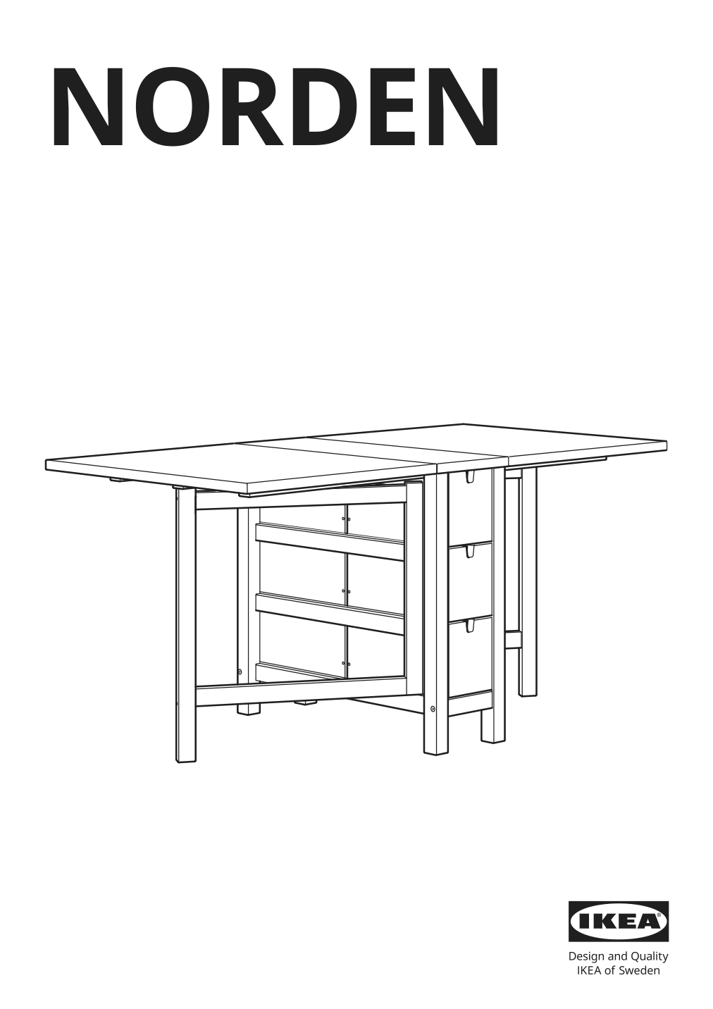 Assembly instructions for IKEA Norden gateleg table birch | Page 1 - IKEA NORDEN / ODGER table and 2 chairs 494.407.43