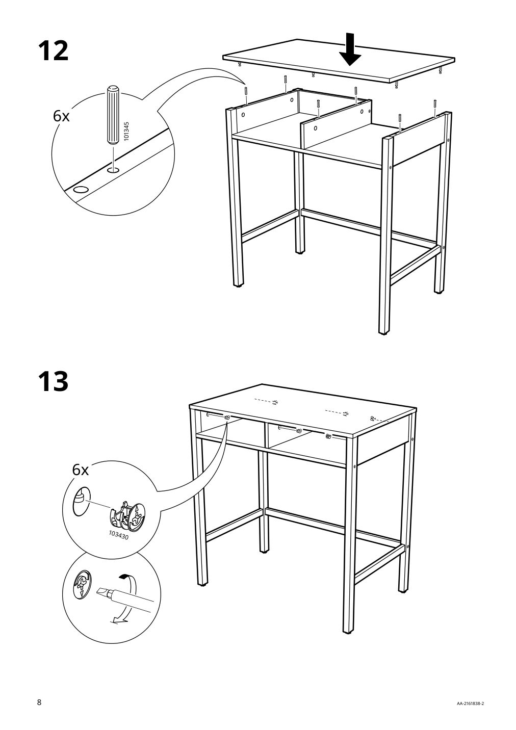 Assembly instructions for IKEA Nordkisa dressing table bamboo | Page 8 - IKEA NORDKISA dressing table 204.394.72