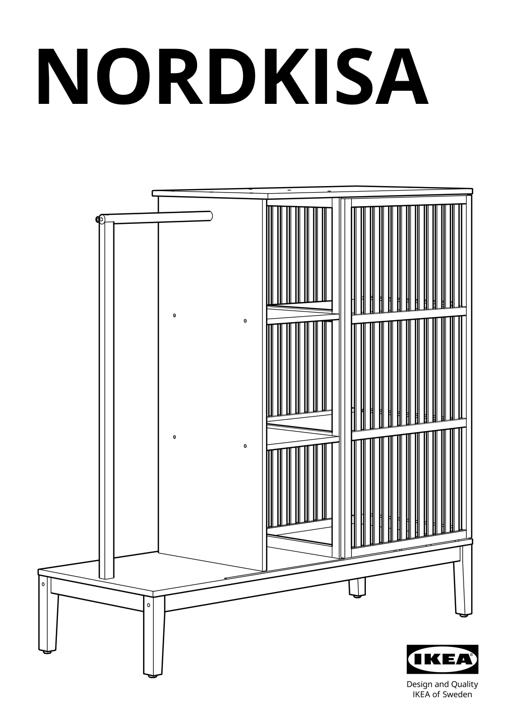 Assembly instructions for IKEA Nordkisa open wardrobe with sliding door bamboo | Page 1 - IKEA NORDKISA open wardrobe with sliding door 304.394.76