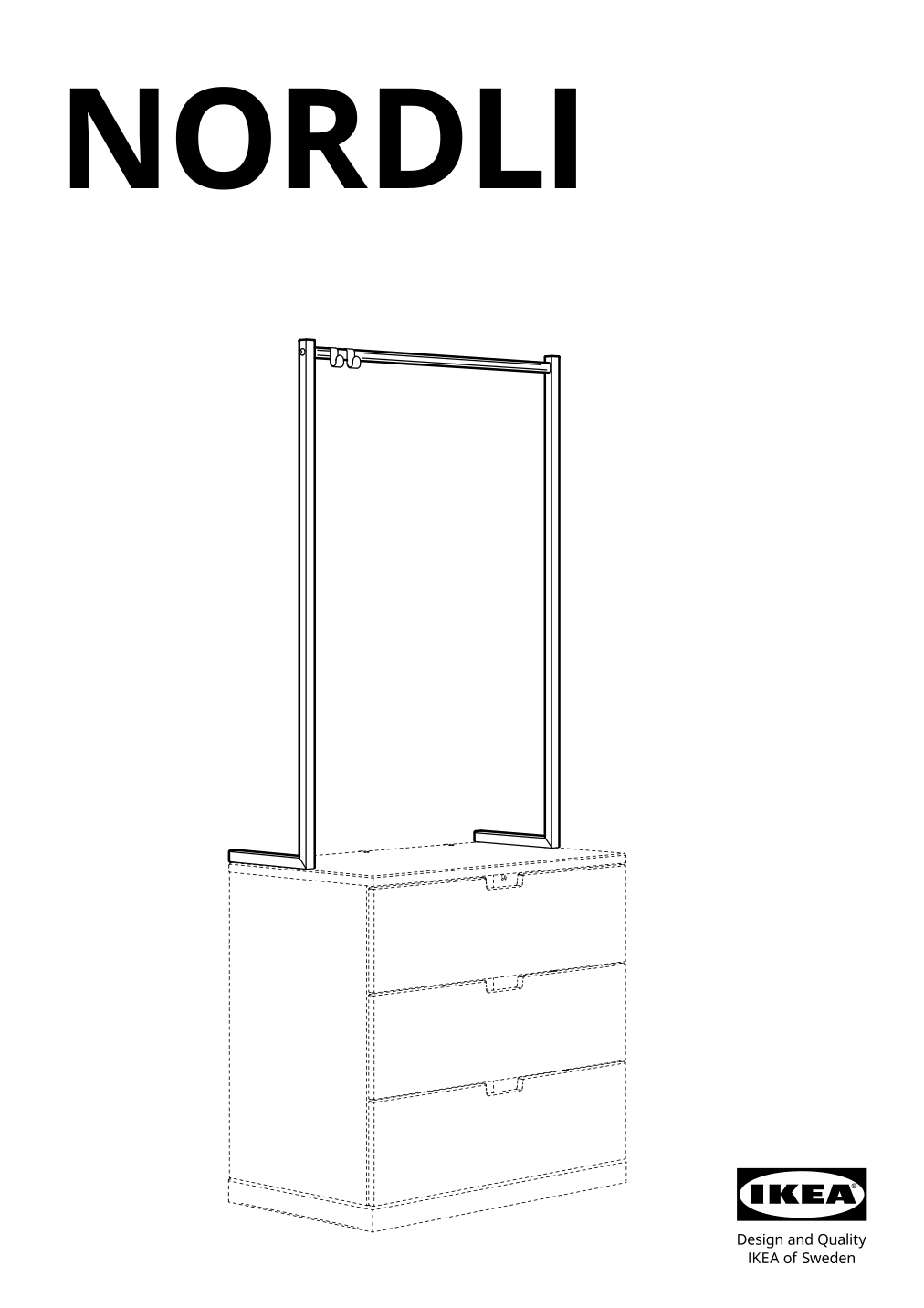 Assembly instructions for IKEA Nordli add on clothes rail white | Page 1 - IKEA NORDLI 5-drawer chest 092.952.86