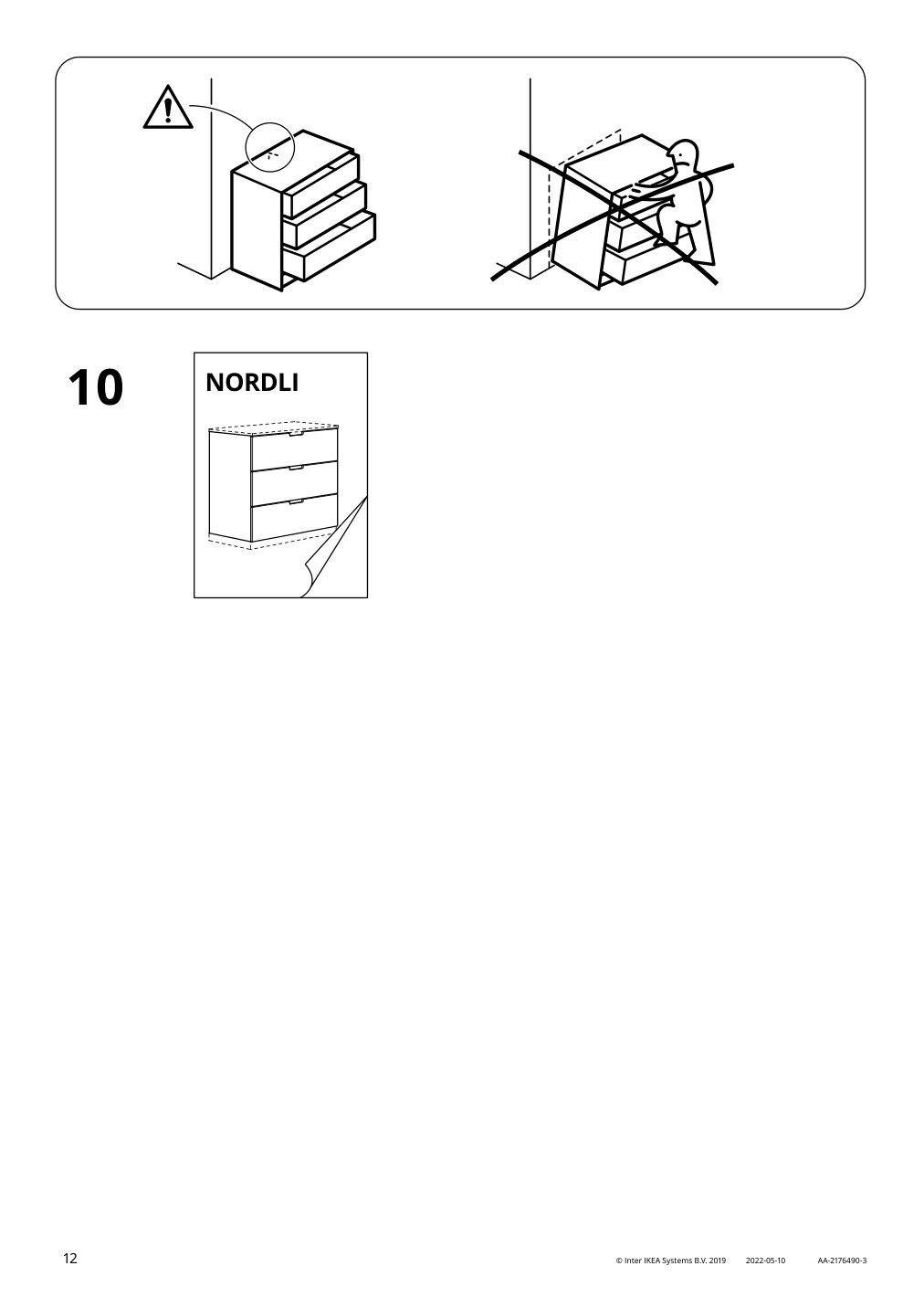 Assembly instructions for IKEA Nordli add on clothes rail white | Page 12 - IKEA NORDLI 8-drawer dresser 692.953.49