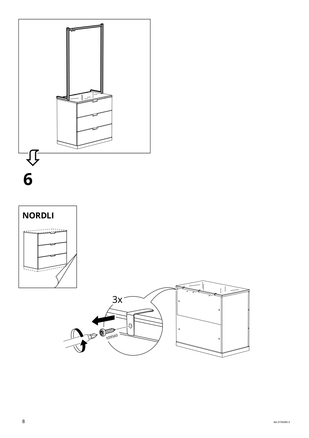 Assembly instructions for IKEA Nordli add on clothes rail white | Page 8 - IKEA NORDLI 8-drawer dresser 692.953.49