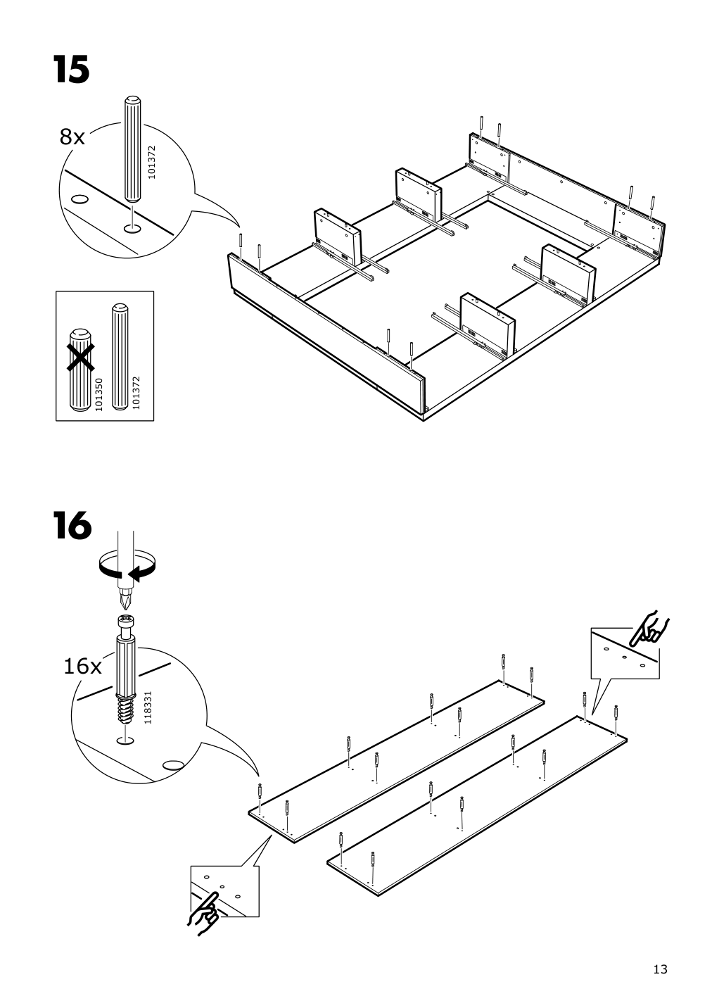 Assembly instructions for IKEA Nordli bed frame with storage anthracite | Page 13 - IKEA NORDLI bed frame with storage and mattress 295.450.48