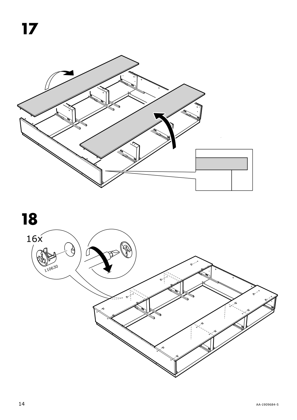 Assembly instructions for IKEA Nordli bed frame with storage anthracite | Page 14 - IKEA NORDLI bed frame with storage and mattress 295.450.48