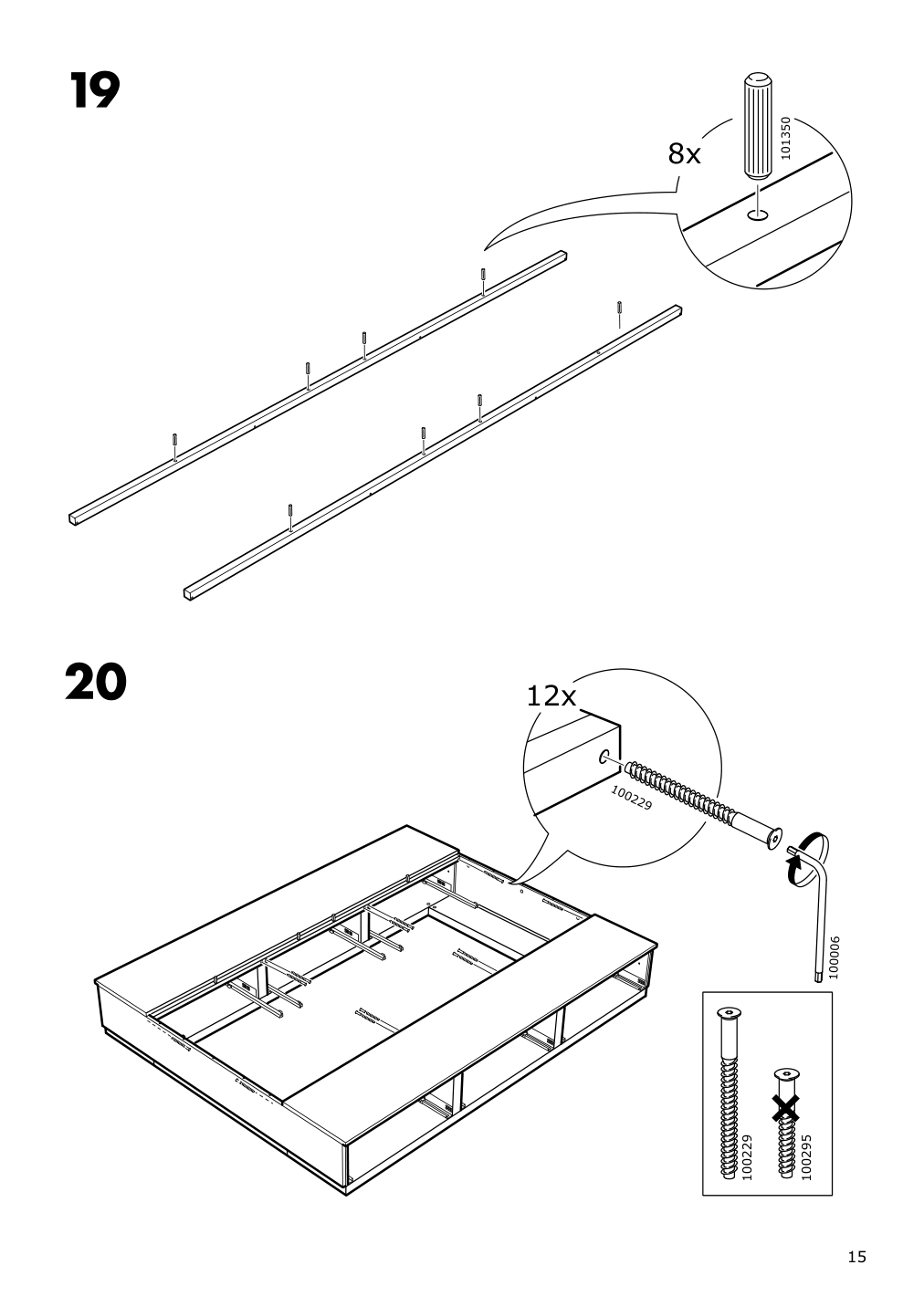 Assembly instructions for IKEA Nordli bed frame with storage anthracite | Page 15 - IKEA NORDLI bed frame with storage and mattress 295.450.48