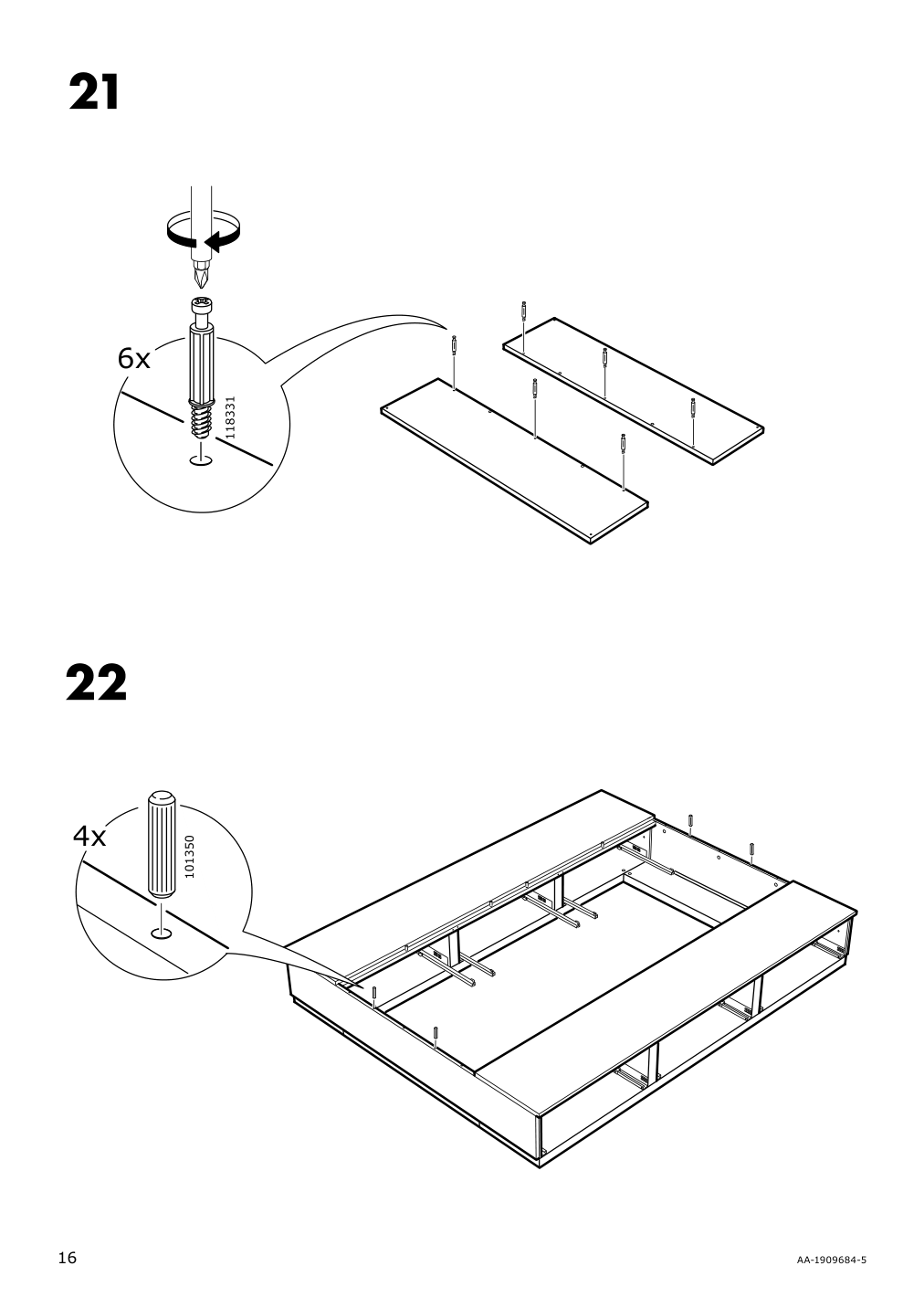 Assembly instructions for IKEA Nordli bed frame with storage anthracite | Page 16 - IKEA NORDLI bed frame with storage and mattress 295.450.48