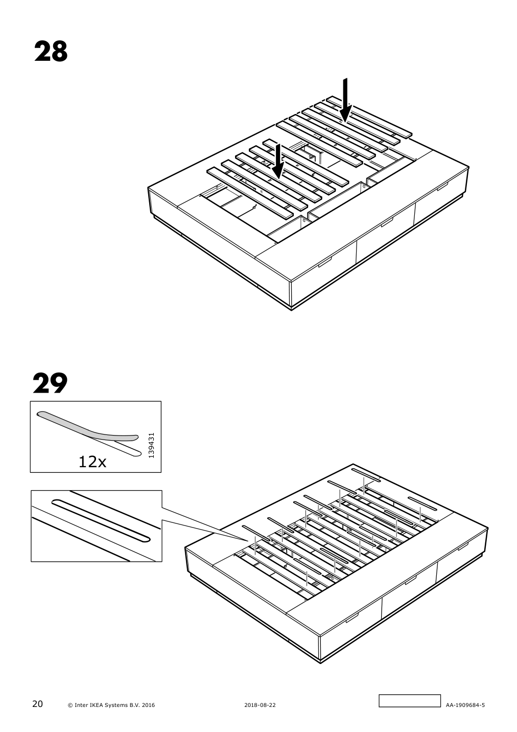 Assembly instructions for IKEA Nordli bed frame with storage anthracite | Page 20 - IKEA NORDLI bed frame with storage and mattress 295.450.48