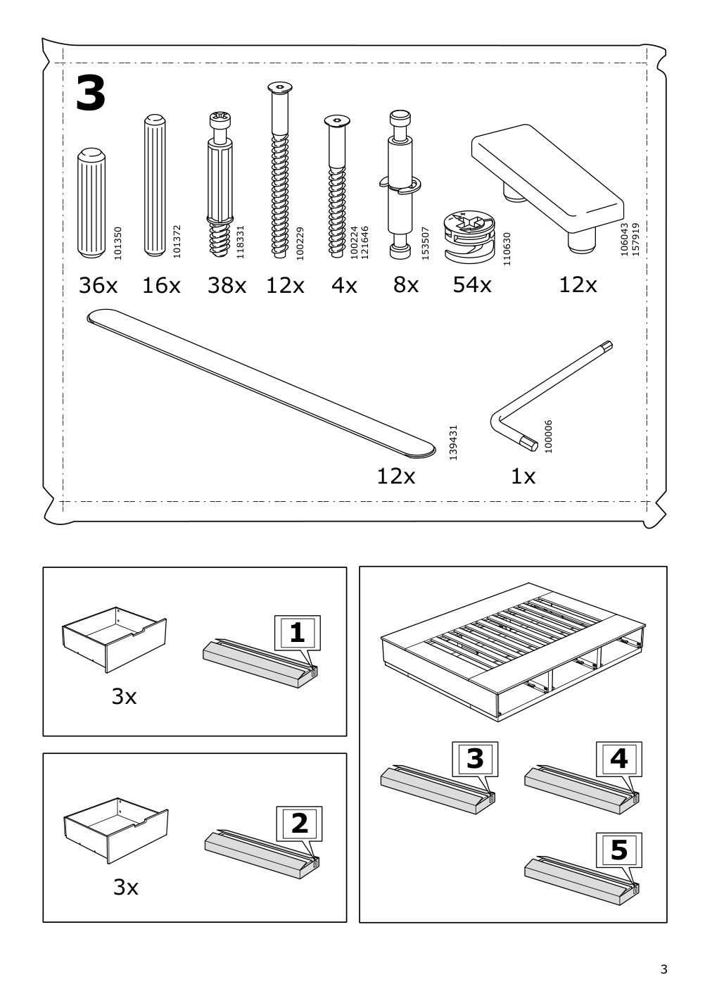 Assembly instructions for IKEA Nordli bed frame with storage anthracite | Page 3 - IKEA NORDLI bed frame with storage and mattress 295.450.48