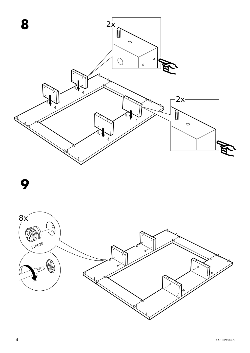 Assembly instructions for IKEA Nordli bed frame with storage anthracite | Page 8 - IKEA NORDLI bed frame with storage and mattress 295.450.48