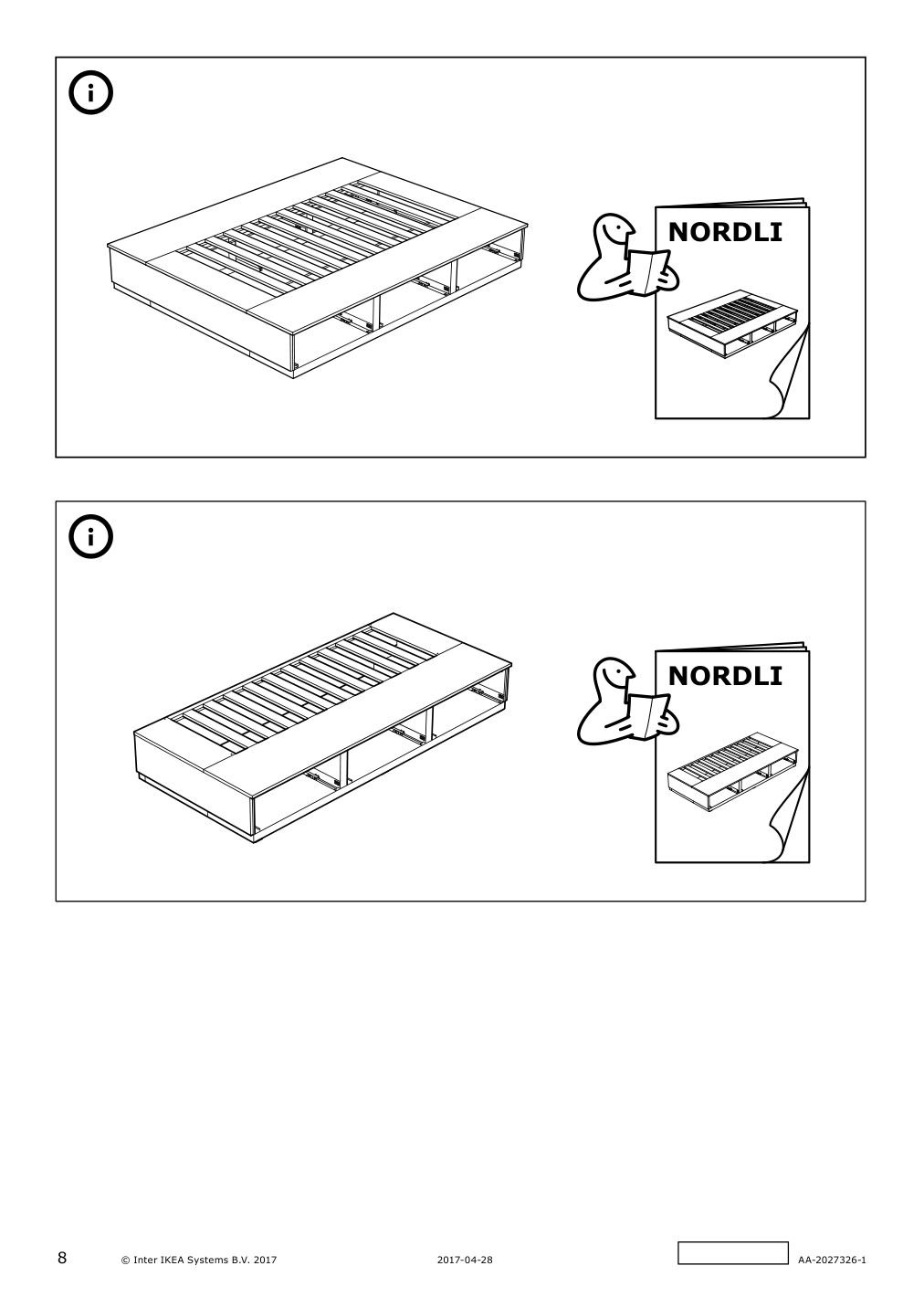 Assembly instructions for IKEA Nordli bed frame with storage anthracite | Page 8 - IKEA NORDLI bed frame with storage and mattress 295.450.48