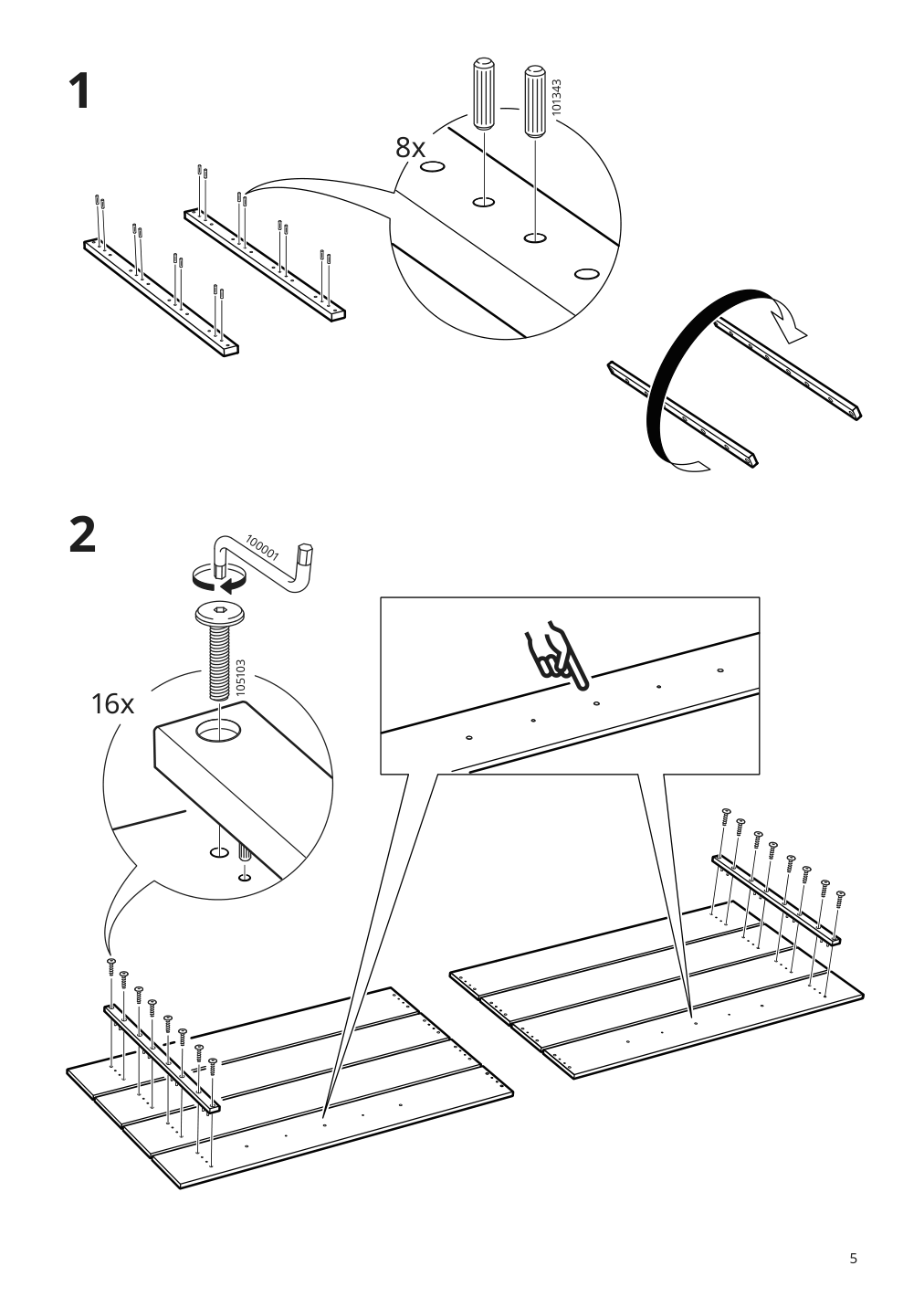 Assembly instructions for IKEA Nordli headboard anthracite | Page 5 - IKEA NORDLI bed with headboard and storage 392.414.09