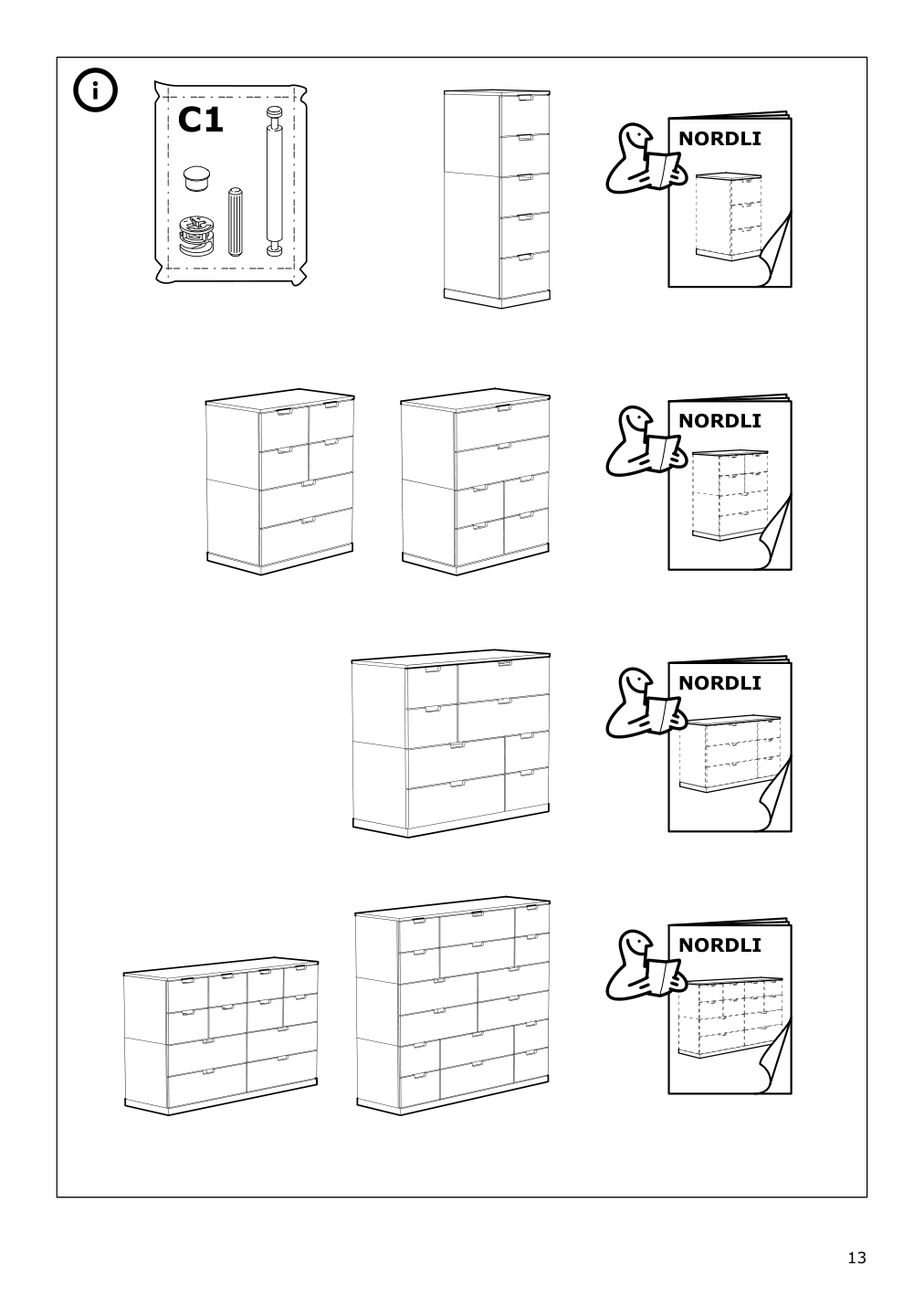 Assembly instructions for IKEA Nordli modular 2 drawer chest anthracite | Page 13 - IKEA NORDLI 6-drawer dresser 192.117.57