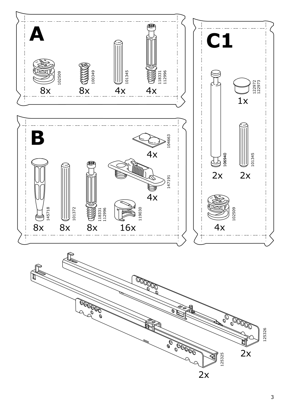 Assembly instructions for IKEA Nordli modular 2 drawer chest anthracite | Page 3 - IKEA NORDLI 6-drawer dresser 192.116.96