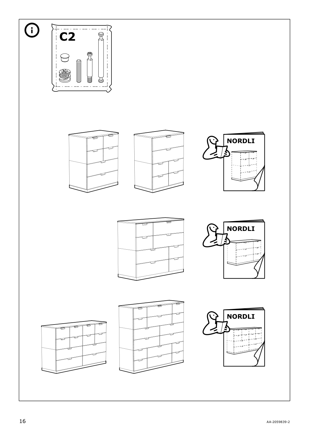 Assembly instructions for IKEA Nordli modular 2 drawer chest white | Page 16 - IKEA NORDLI 6-drawer dresser 592.117.60