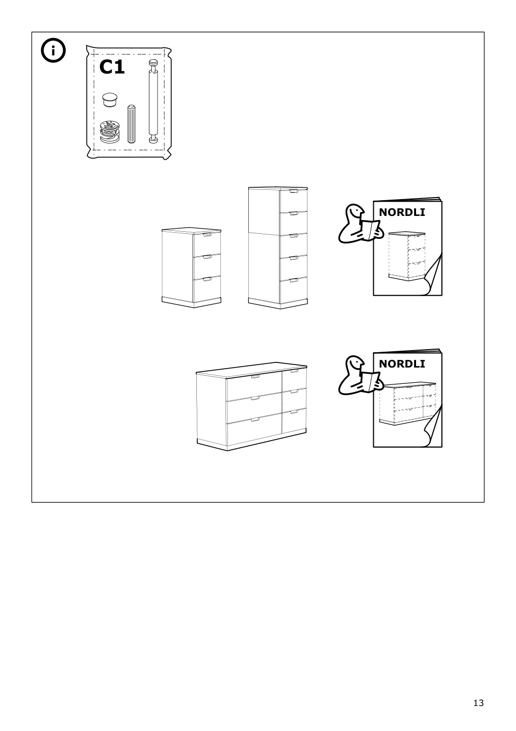 Assembly instructions for IKEA Nordli modular 3 drawer chest anthracite | Page 13 - IKEA NORDLI 5-drawer chest 592.480.37