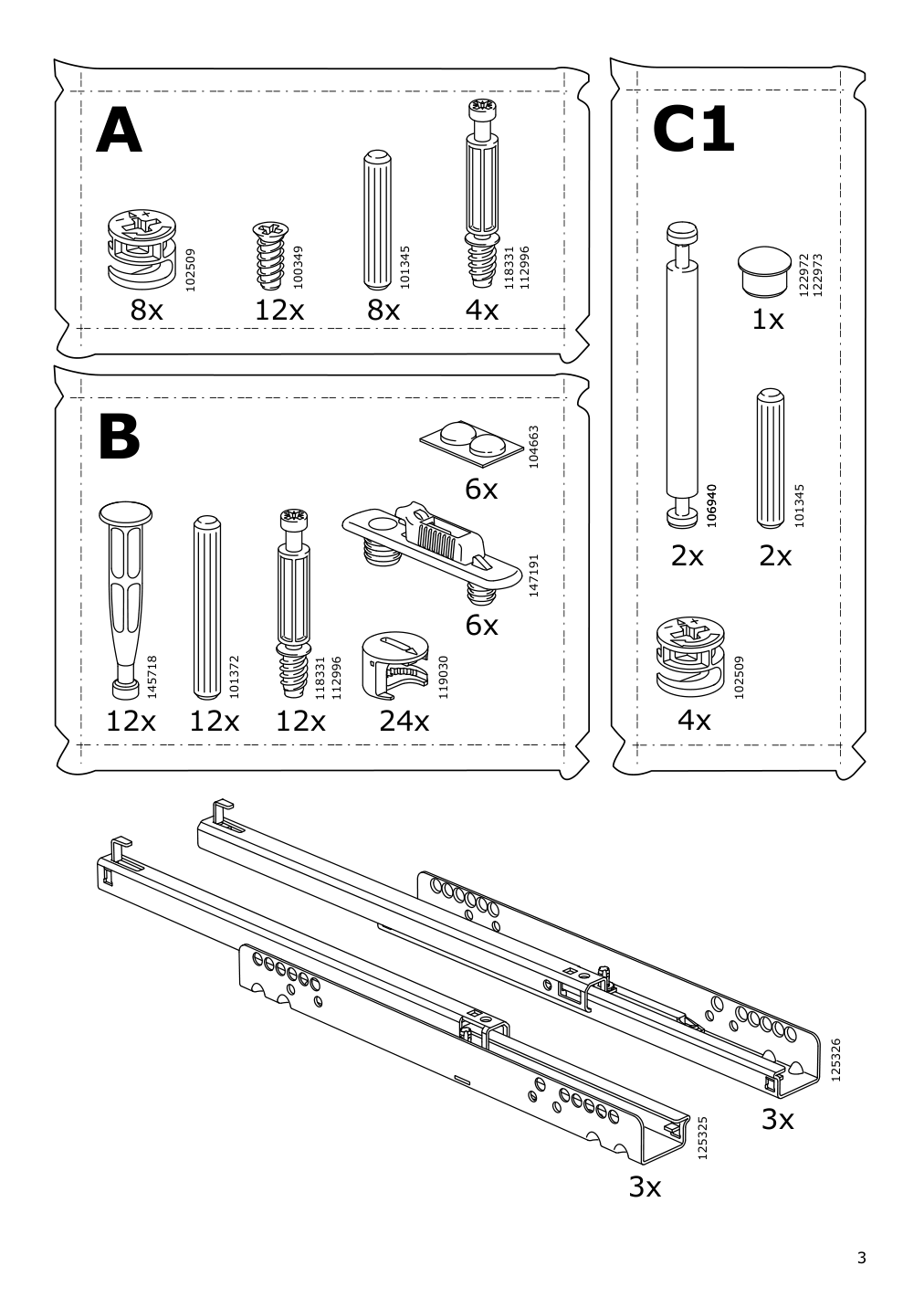 Assembly instructions for IKEA Nordli modular 3 drawer chest anthracite | Page 3 - IKEA NORDLI 7-drawer dresser 892.480.45