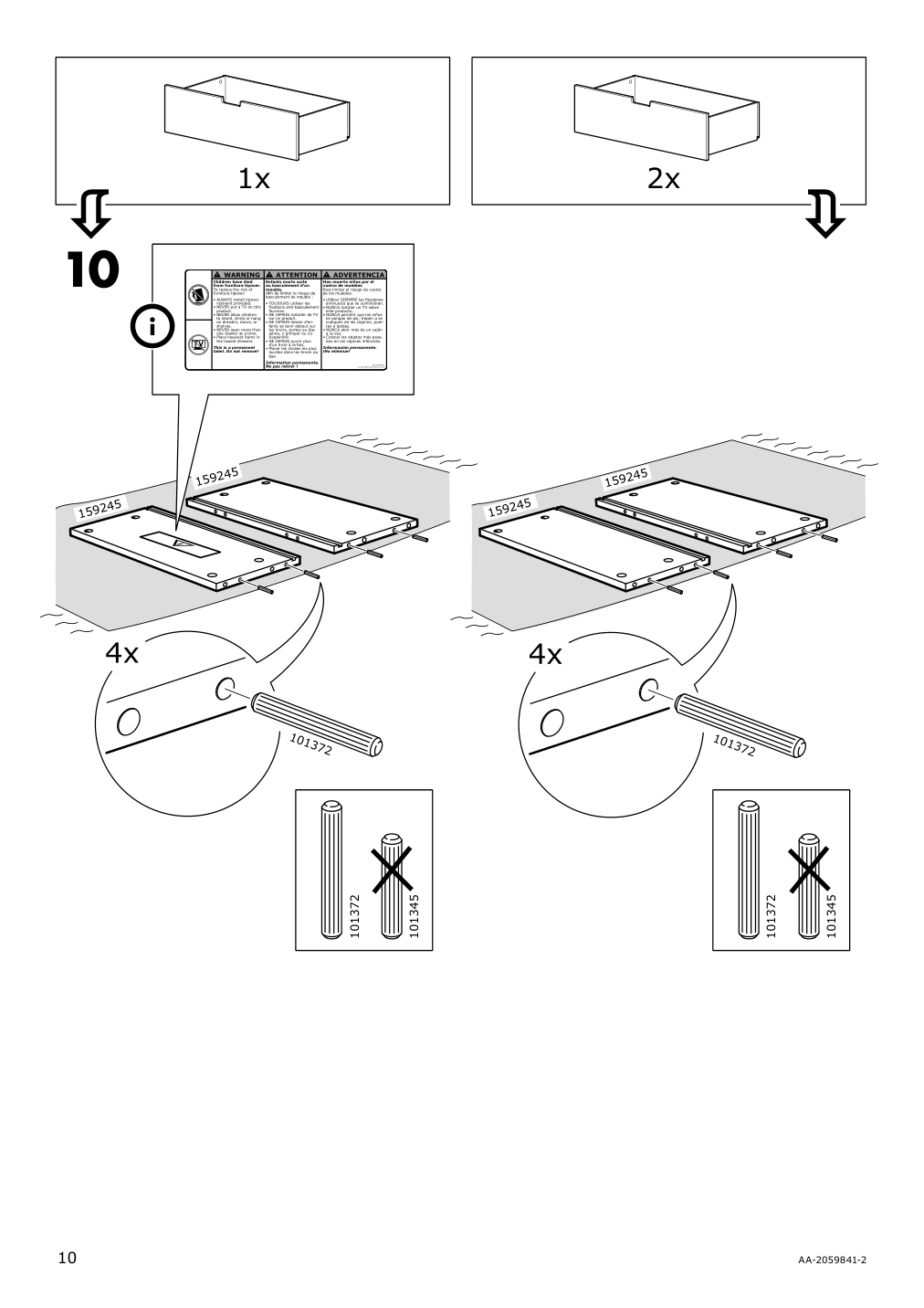 Assembly instructions for IKEA Nordli modular 3 drawer chest anthracite | Page 10 - IKEA NORDLI 9-drawer chest 092.480.49