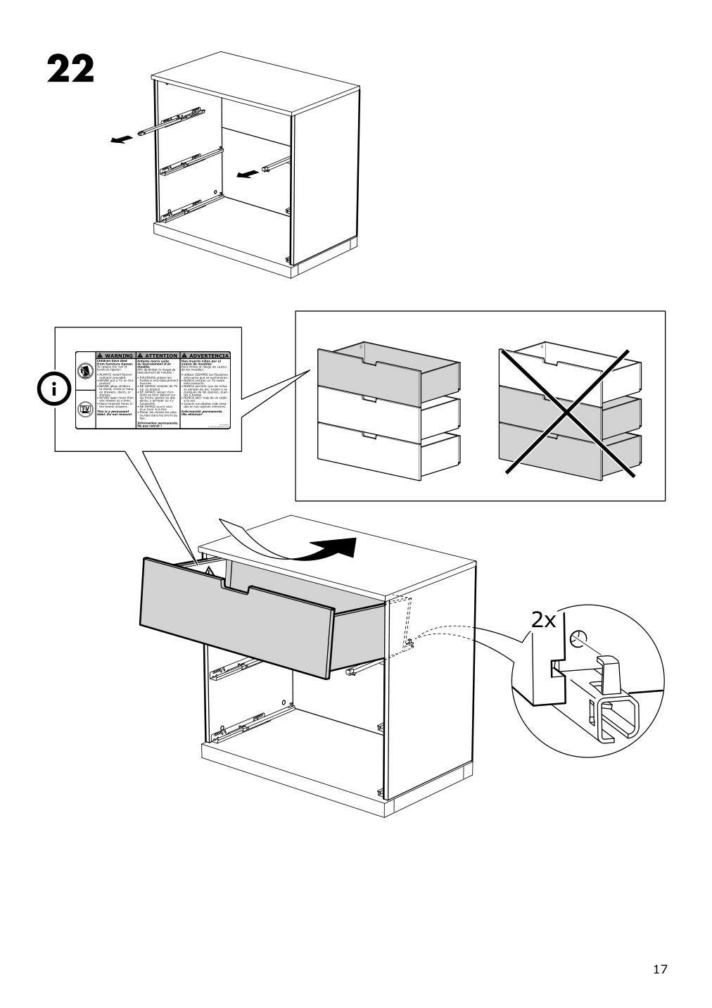 Assembly instructions for IKEA Nordli modular 3 drawer chest anthracite | Page 17 - IKEA NORDLI 7-drawer dresser 592.116.99