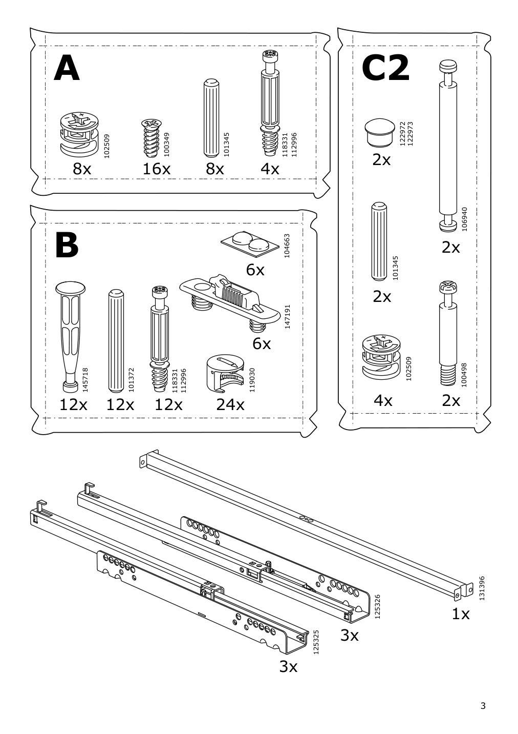 Assembly instructions for IKEA Nordli modular 3 drawer chest anthracite | Page 3 - IKEA NORDLI 5-drawer chest 992.765.75