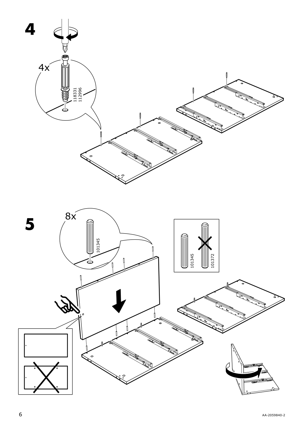 Assembly instructions for IKEA Nordli modular 3 drawer chest white | Page 6 - IKEA NORDLI 7-drawer dresser 092.480.06