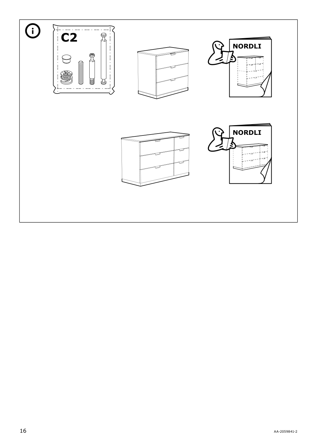 Assembly instructions for IKEA Nordli modular 3 drawer chest white | Page 16 - IKEA NORDLI 9-drawer chest 192.480.15