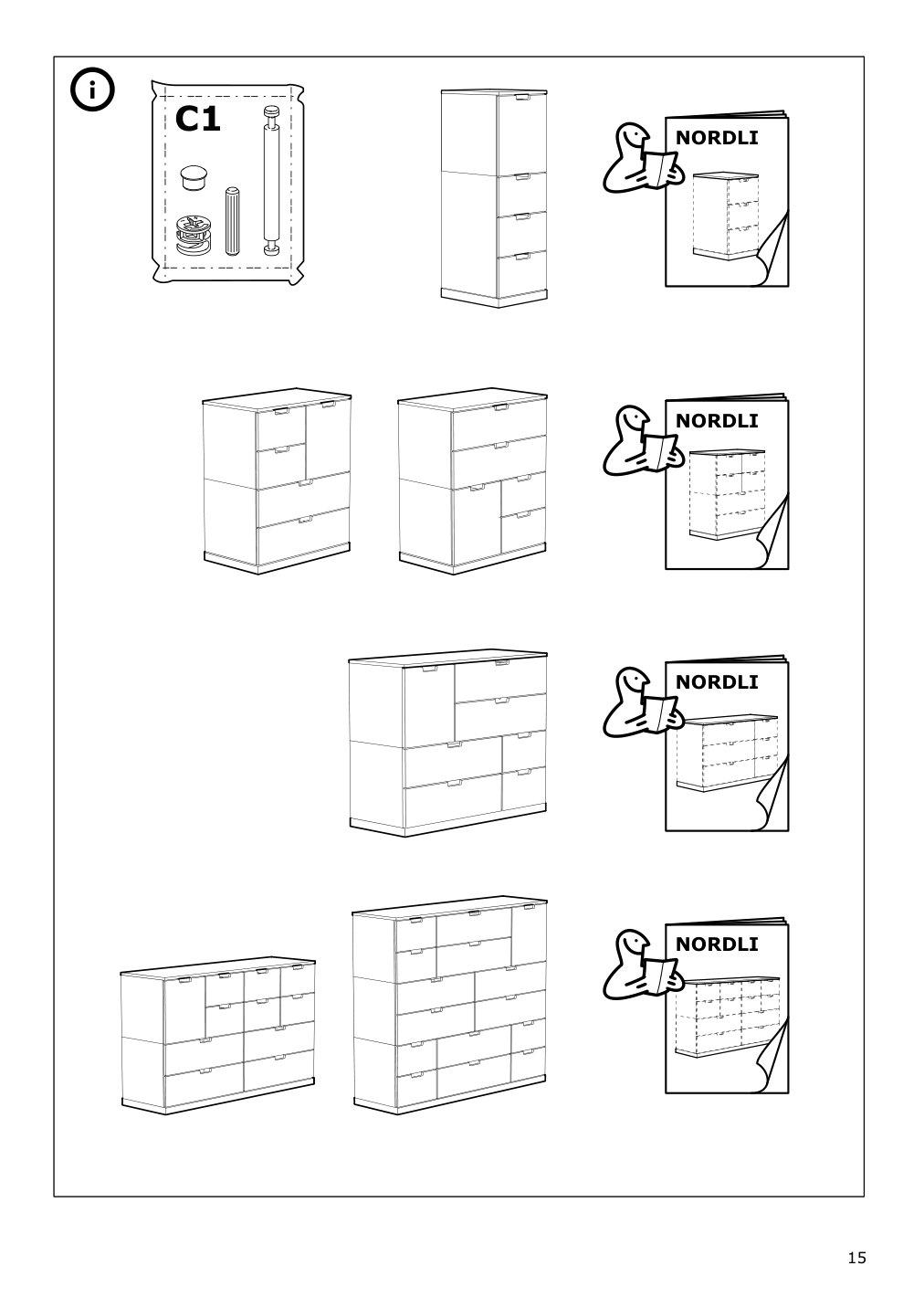 Assembly instructions for IKEA Nordli modular chest anthracite | Page 15 - IKEA NORDLI 3-drawer chest 892.765.71