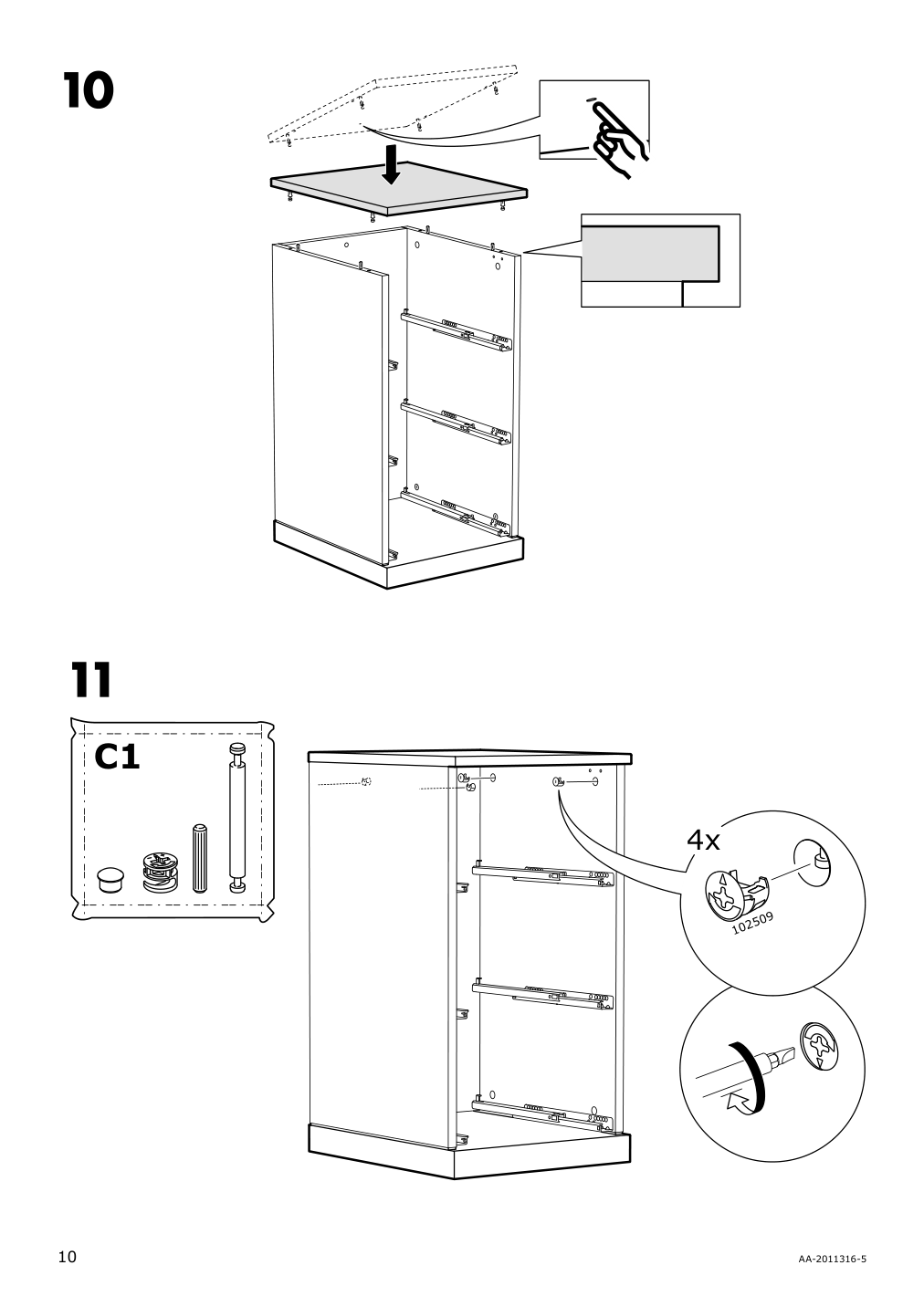 Assembly instructions for IKEA Nordli top and base anthracite | Page 10 - IKEA NORDLI 5-drawer chest 592.480.37