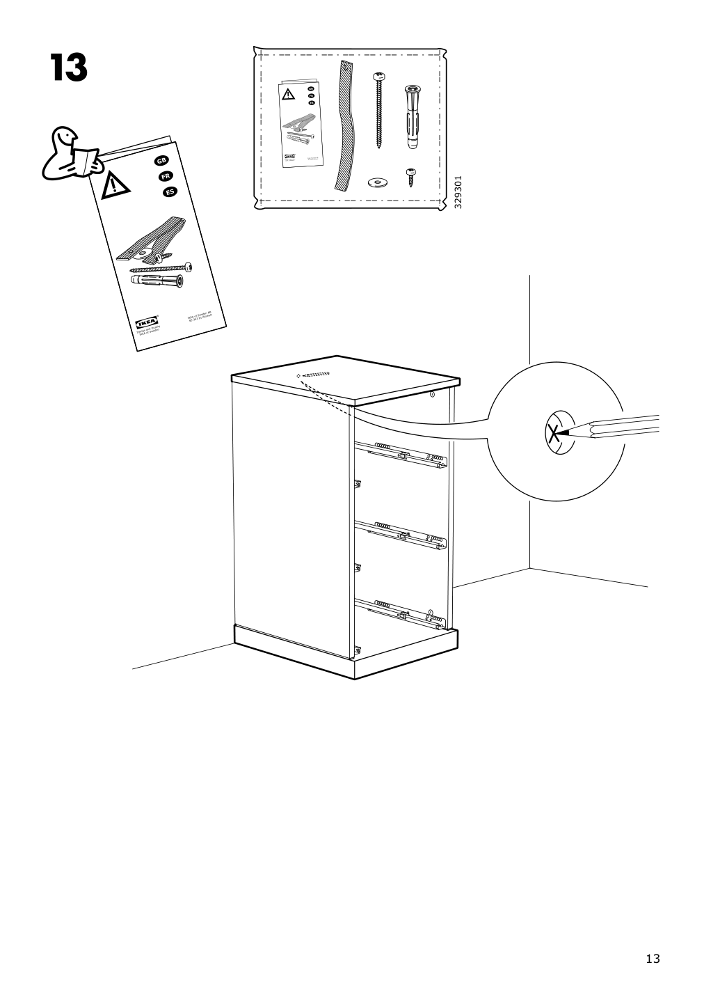 Assembly instructions for IKEA Nordli top and base anthracite | Page 13 - IKEA NORDLI 5-drawer chest 592.480.37