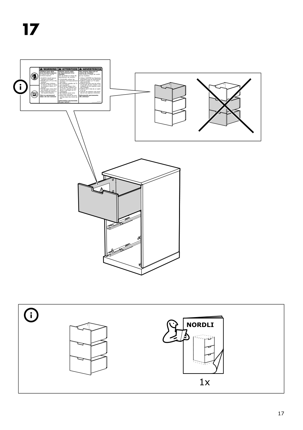 Assembly instructions for IKEA Nordli top and base anthracite | Page 17 - IKEA NORDLI 5-drawer chest 592.480.37