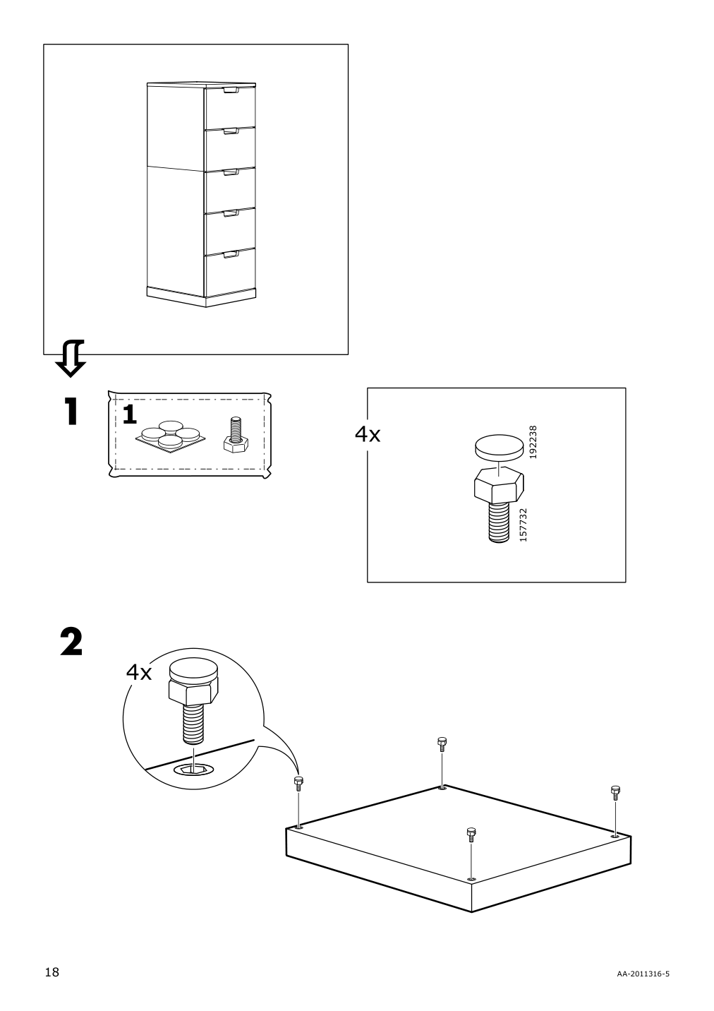 Assembly instructions for IKEA Nordli top and base anthracite | Page 18 - IKEA NORDLI 4-drawer chest 892.398.47