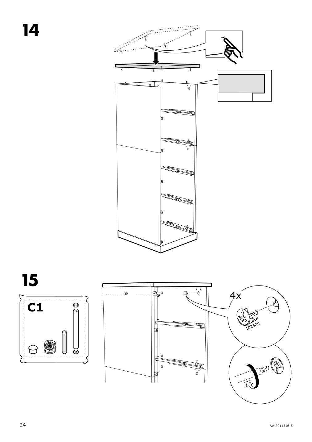 Assembly instructions for IKEA Nordli top and base anthracite | Page 24 - IKEA NORDLI 7-drawer dresser 892.480.45