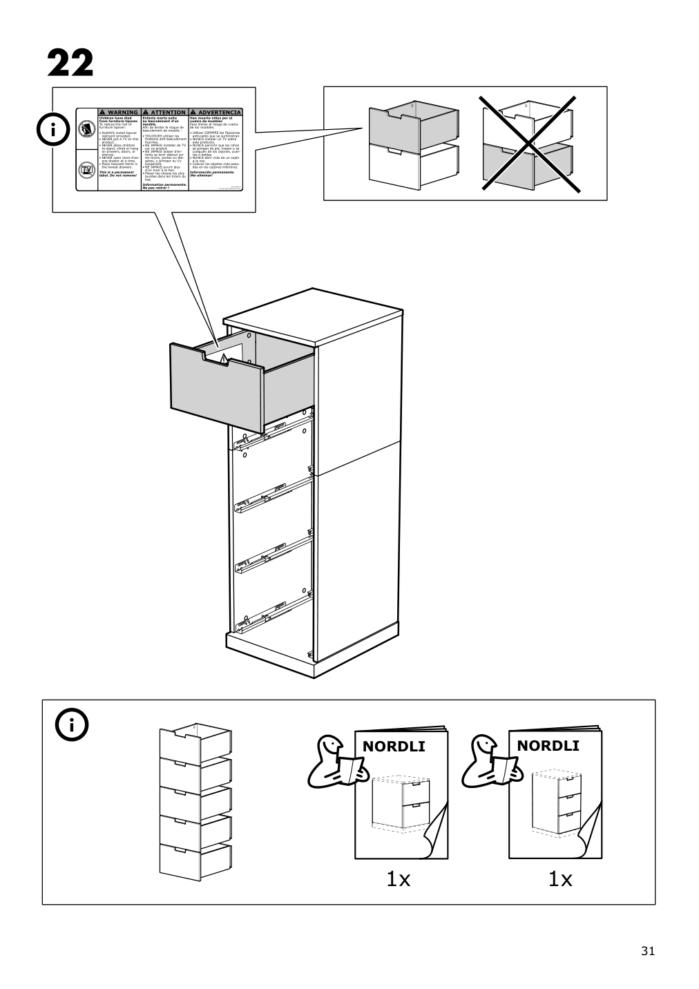 Assembly instructions for IKEA Nordli top and base anthracite | Page 31 - IKEA NORDLI 5-drawer chest 592.480.37