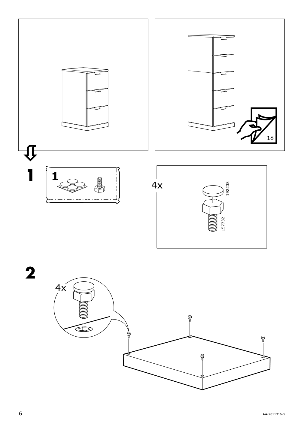 Assembly instructions for IKEA Nordli top and base anthracite | Page 6 - IKEA NORDLI 2-drawer chest 292.398.31