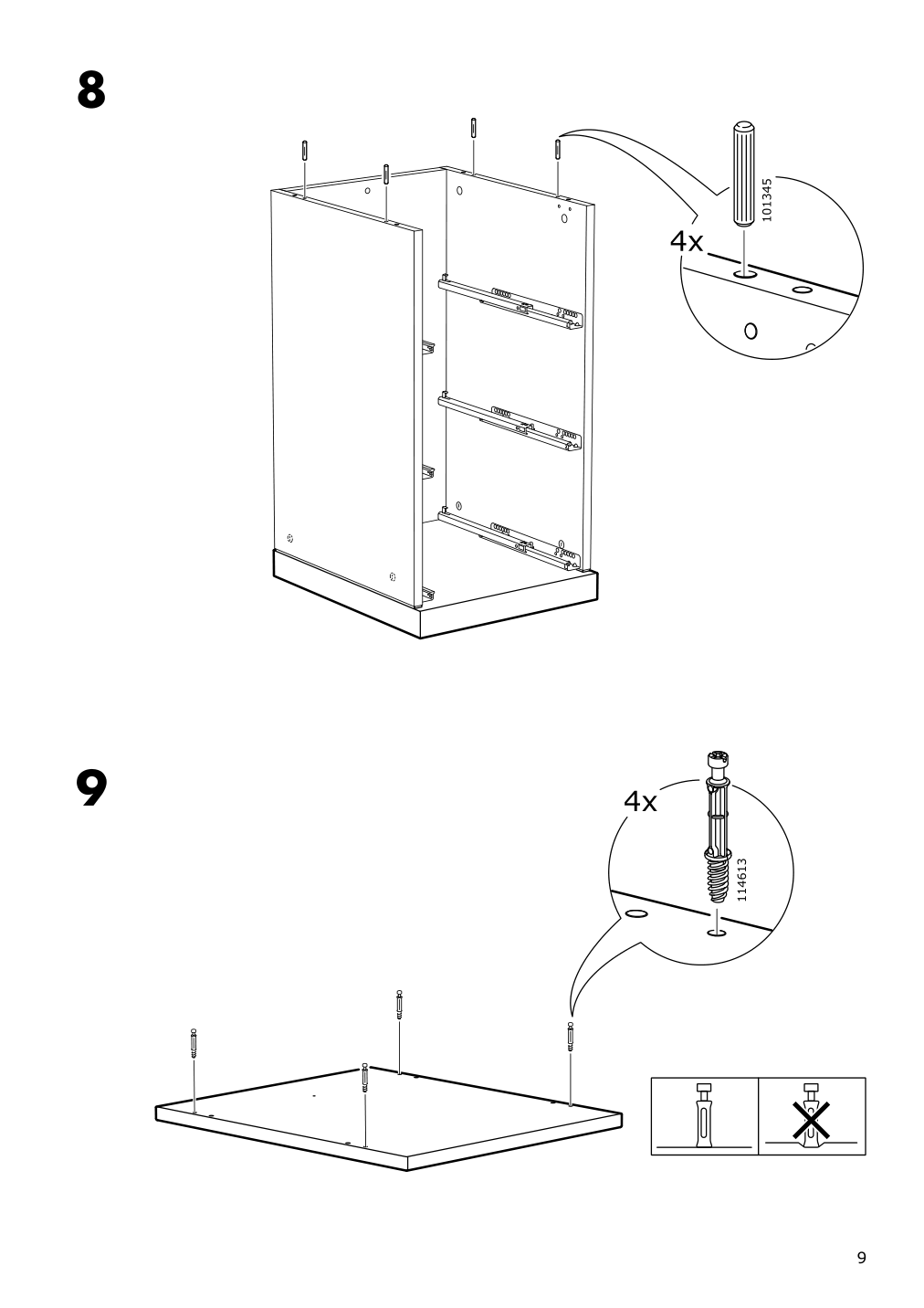 Assembly instructions for IKEA Nordli top and base anthracite | Page 9 - IKEA NORDLI 4-drawer chest 892.398.47