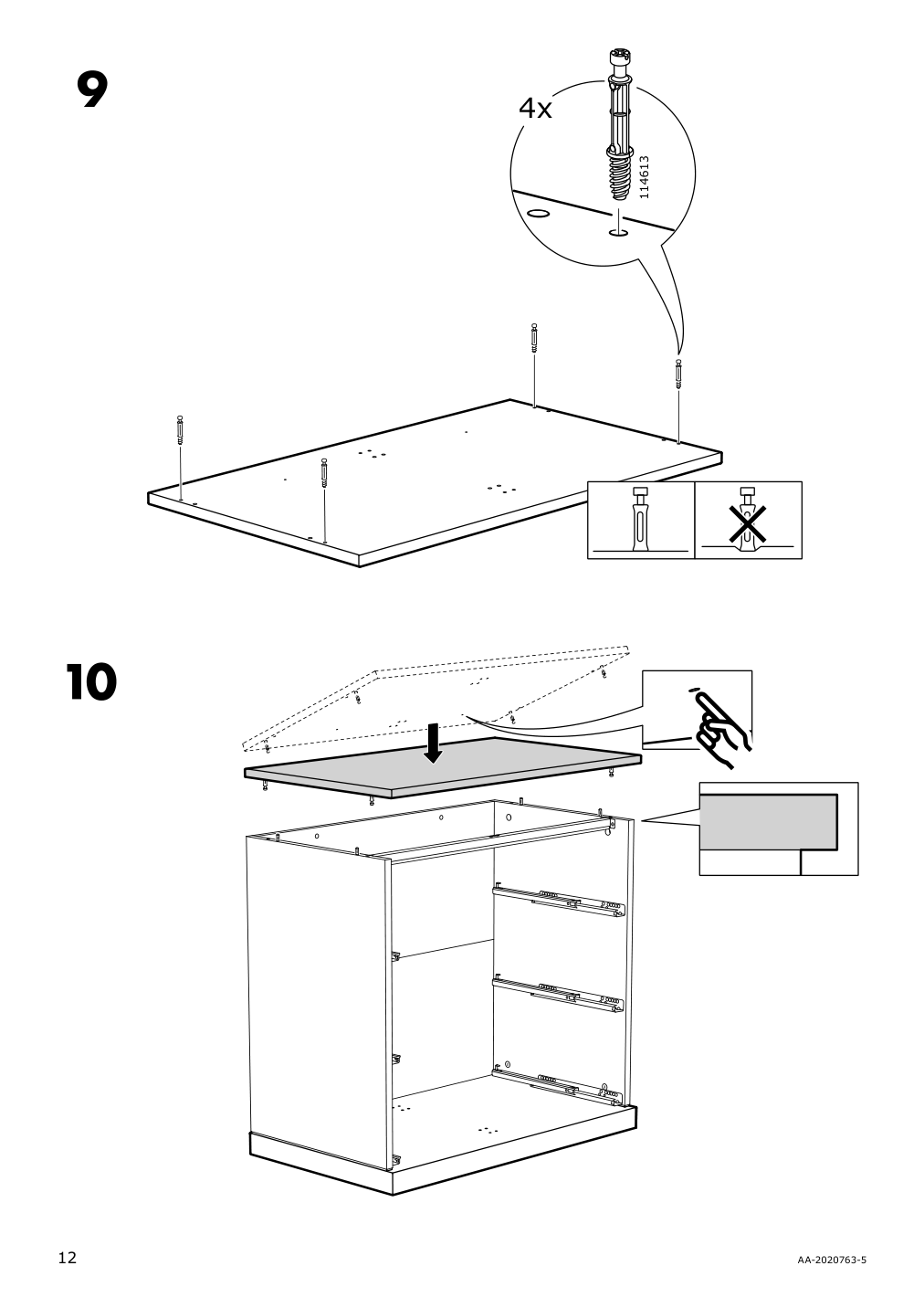 Assembly instructions for IKEA Nordli top and base anthracite | Page 12 - IKEA NORDLI 5-drawer chest 992.765.75